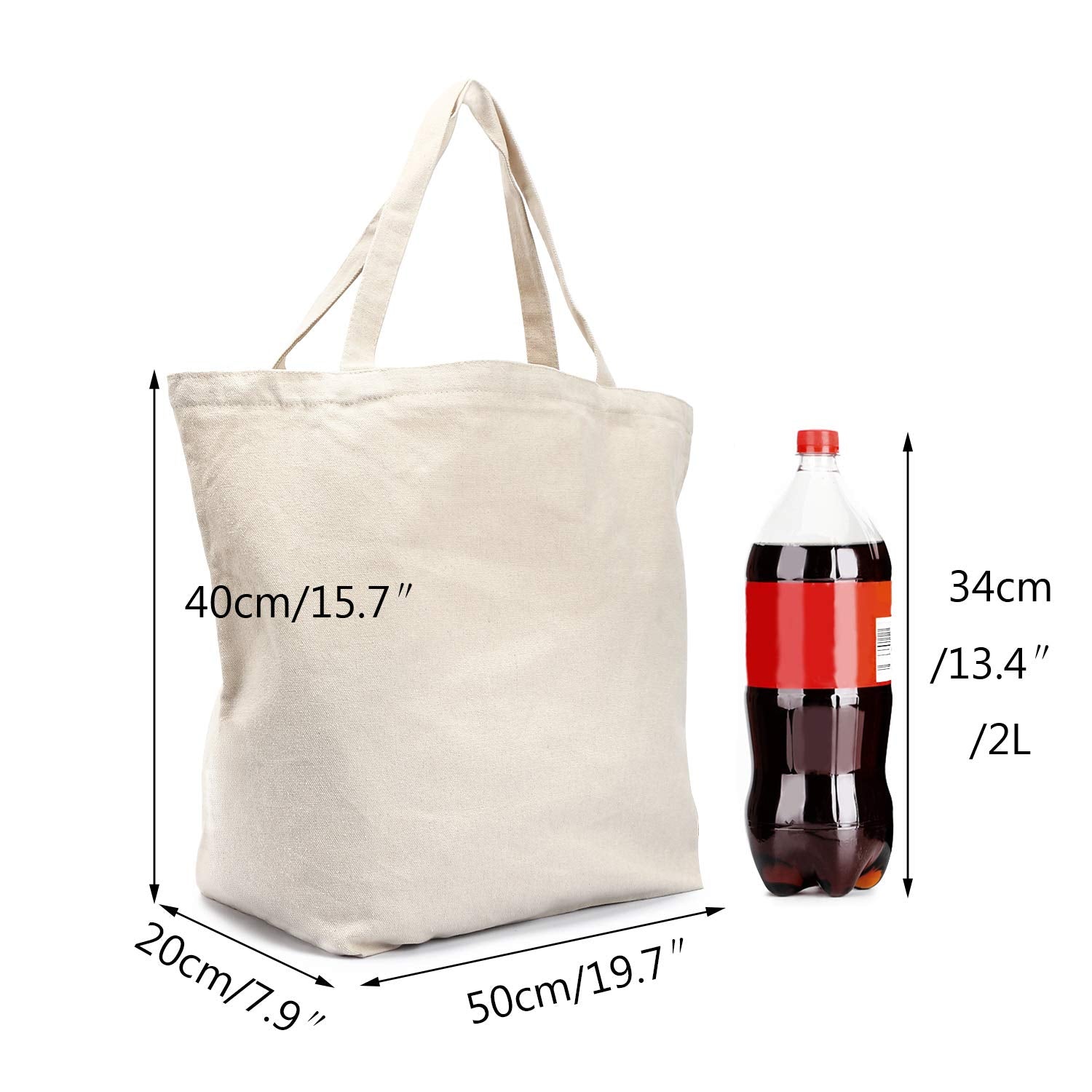 Blank Tote Canvas Bag with Zipper, 3pcs Segarty Cotton Bags with Handles, 12oz Heavy Duty Reusable Washale Grocery Shopping Bags Plain Bags for Women Teacher Kids DIY Art Craft Painting Embroidery
