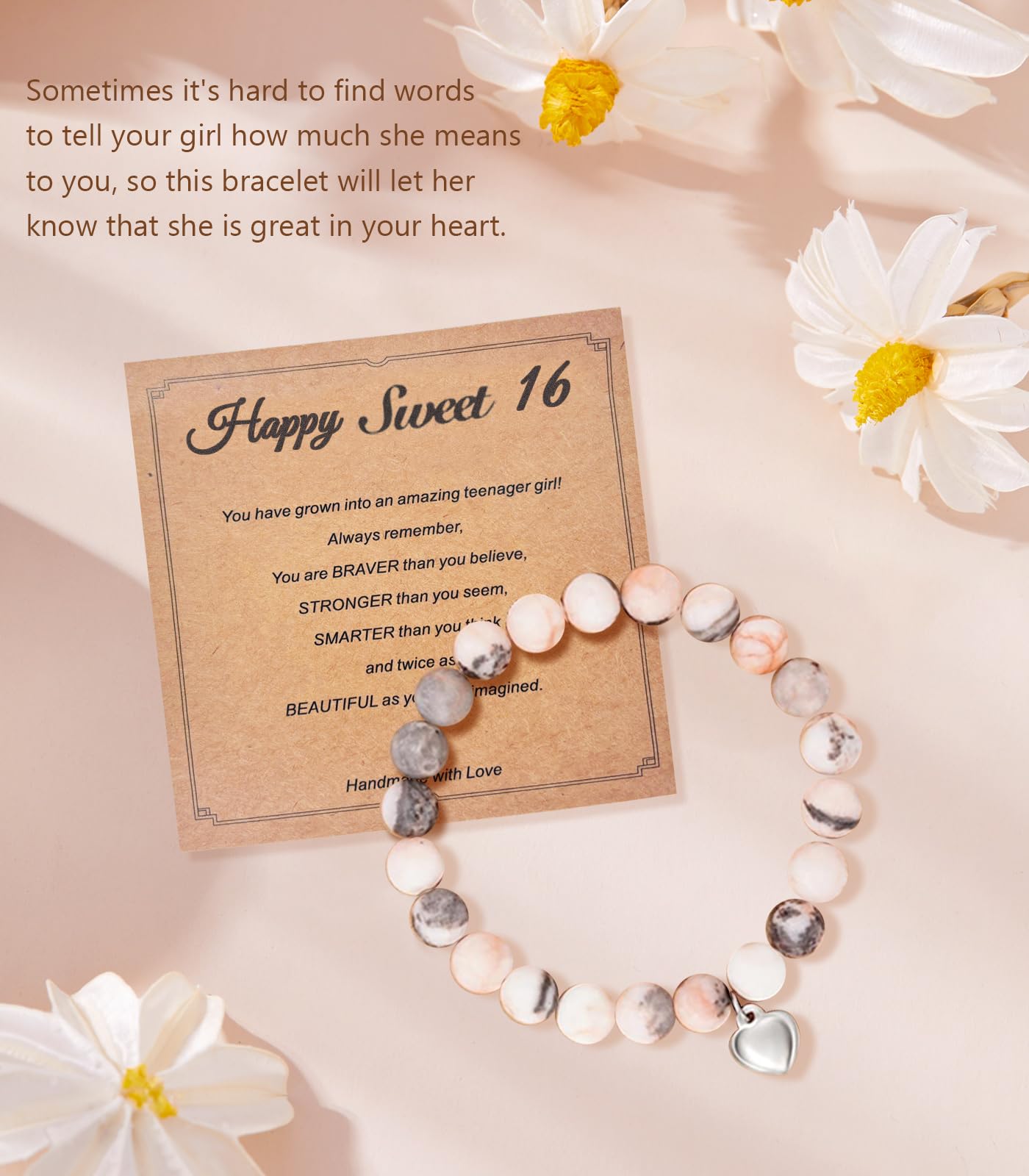Awfrky Sweet 16 Gifts for Girls, Best 16th Birthday Gift Set, 7 Items, Including Insulated Tumbler, Bracelet, Socks, Candles, Hair Tie & Card