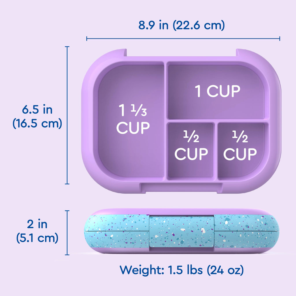 Bentgo® Kids Chill Lunch Box - Confetti Designed Leak-Proof Bento Box & Removable Ice Pack - 4 Compartments, Microwave & Dishwasher Safe, Patented, 2-Year Warranty (Confetti Edition - Vivid Orchid)