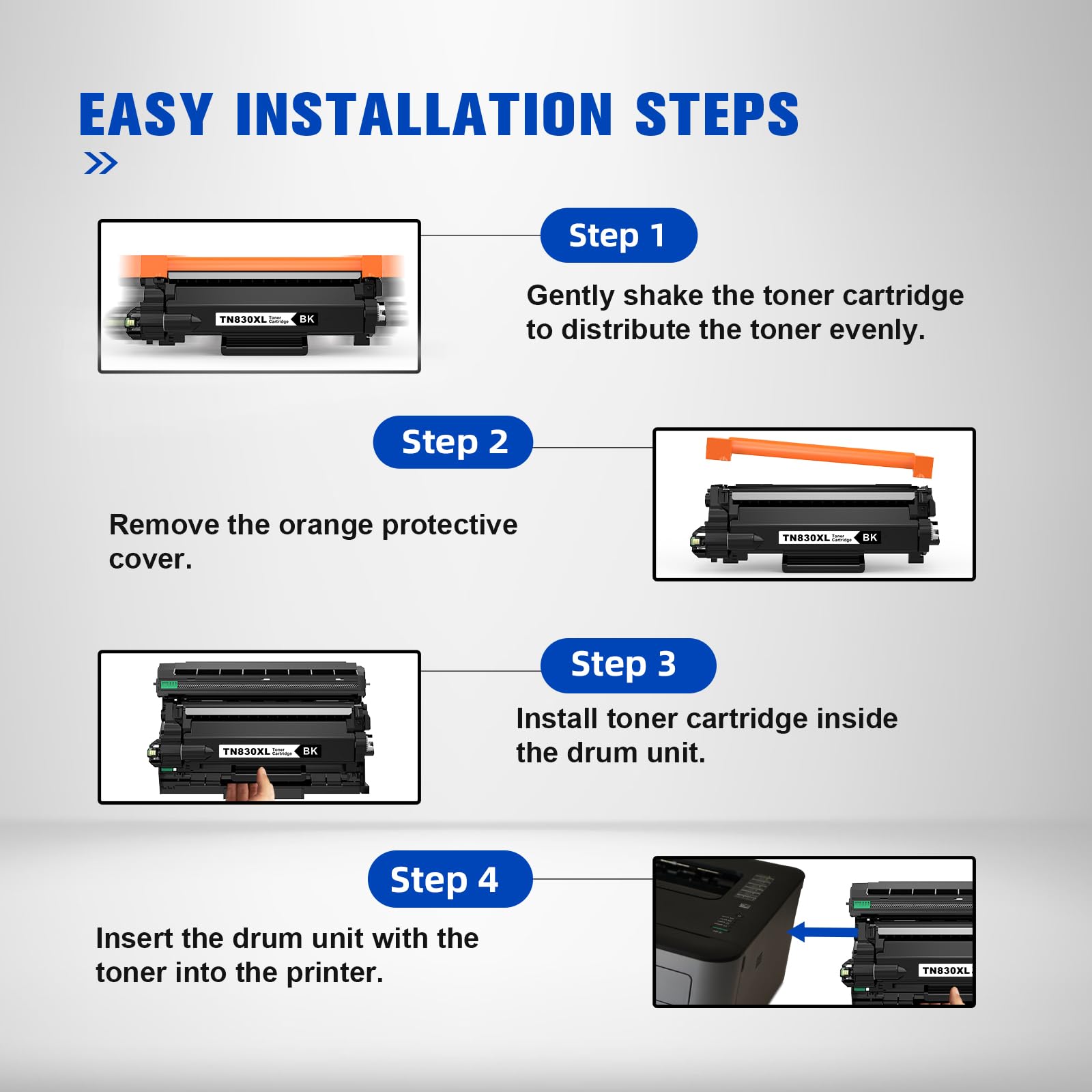 TN830XL TN830 Compatible High Yield Toner Cartridge Replacement for TN830 XL TN-830XL Toner Cartridge Work with DCP-L2640DW HL-L2400D HL-L2405W HL-L2480DW HL-L2460DW MFC-L2820DW Printers