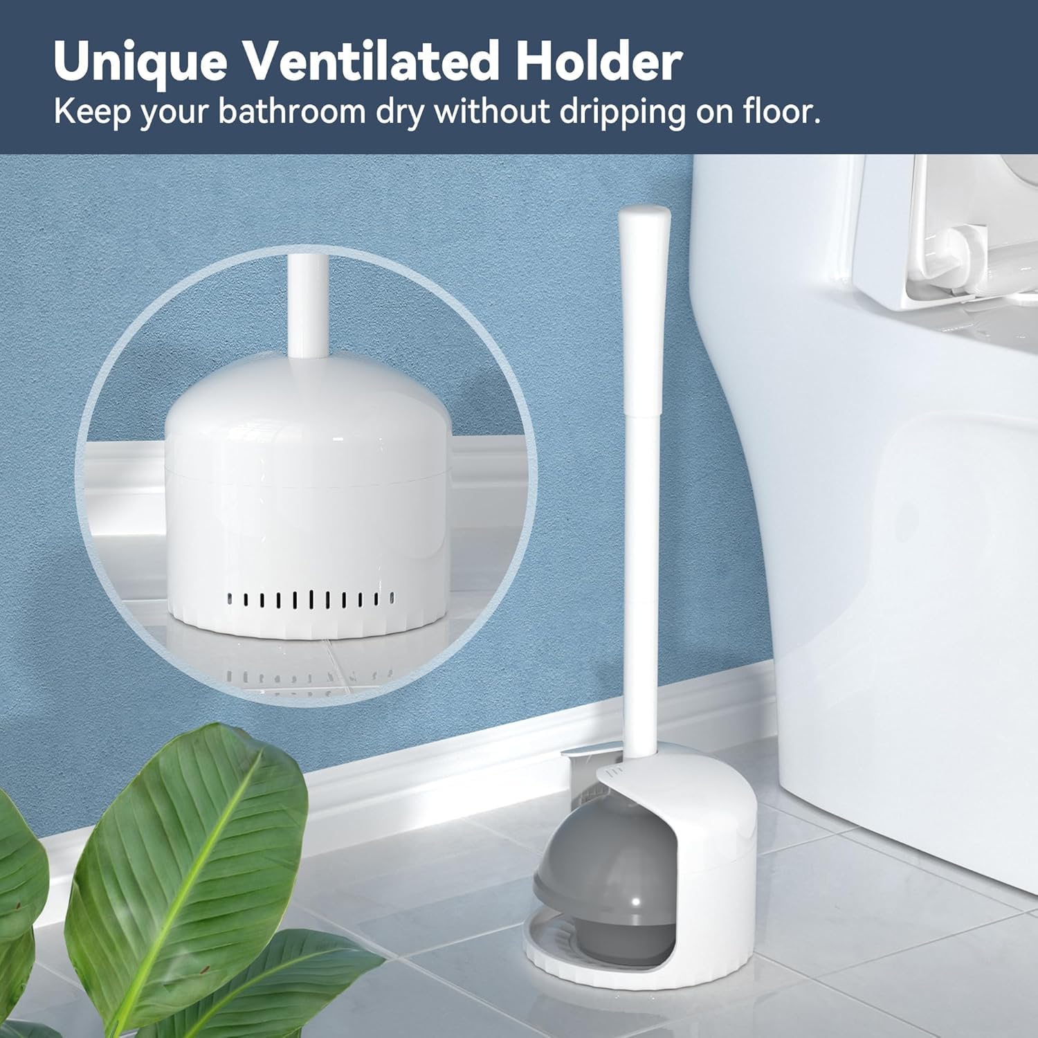 Toilet Plunger with Holder, Plunger with Holder for Toilet, Plungers for Bathroom with Holder, Toilet Plunger Heavy Duty (1, White)