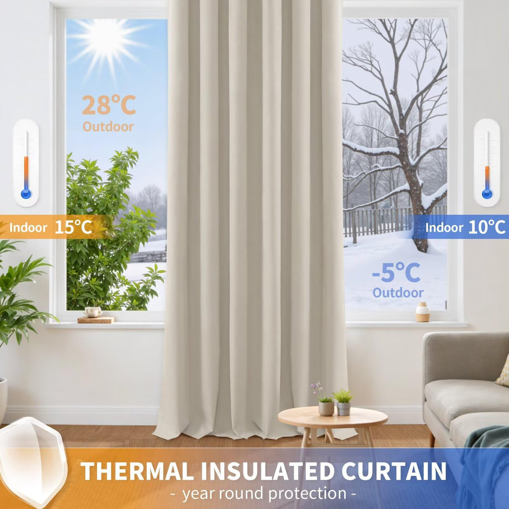 YoungsTex Blackout Curtains for Bedroom - Linen Curtains 84 Inches Long Thermal Insulated Light Blocking Grommet Window Drapes for Living Room, 2 Panels, 52x84 Inch