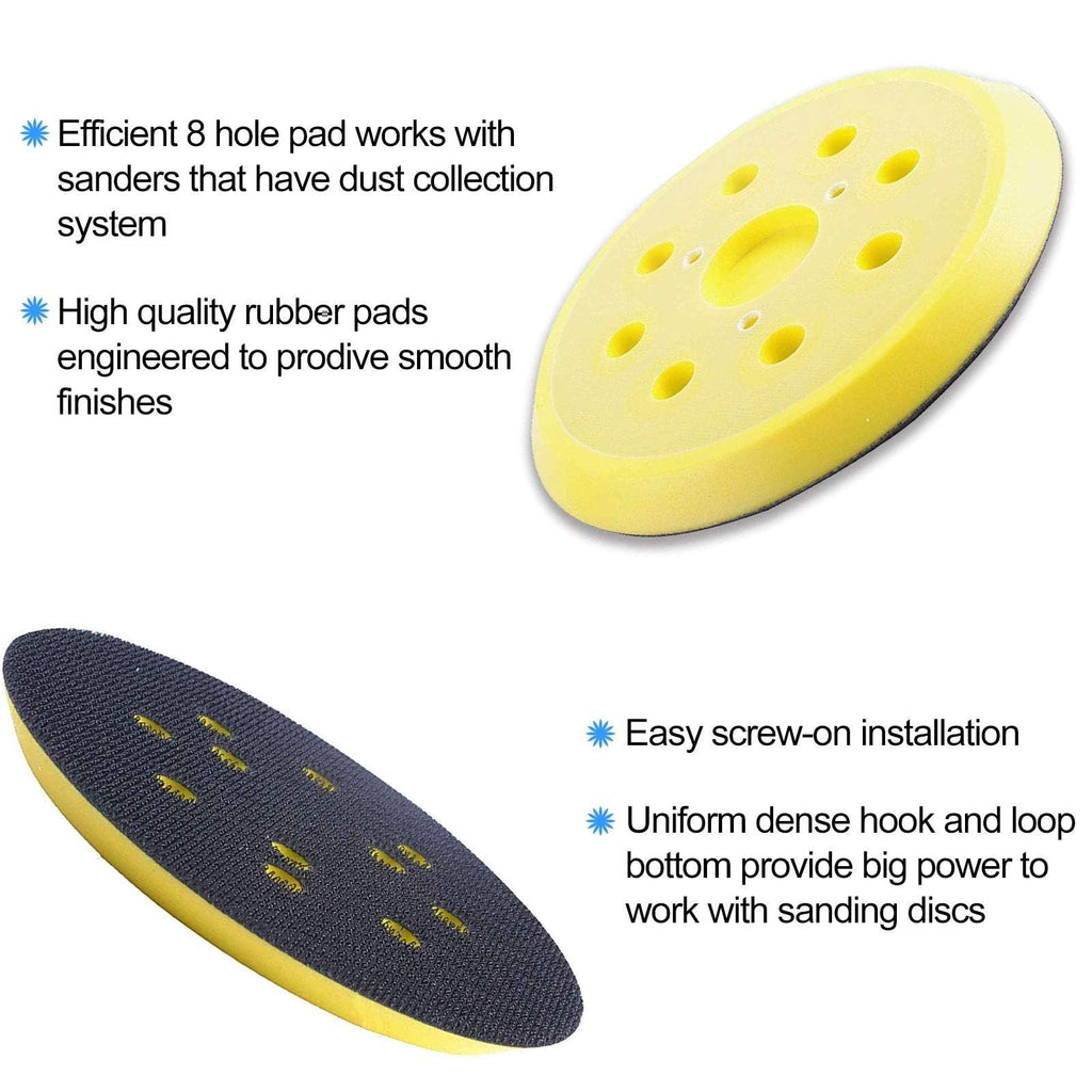 5 Inch Sander Pad Replacement Compatible with Dewalt Orbital Sander DW421 DW422 DW423 D26451 D26453, 8 Hole Hook and Loop Sanding Pad Replaces 151281-08 DW4388(2 Pcs)