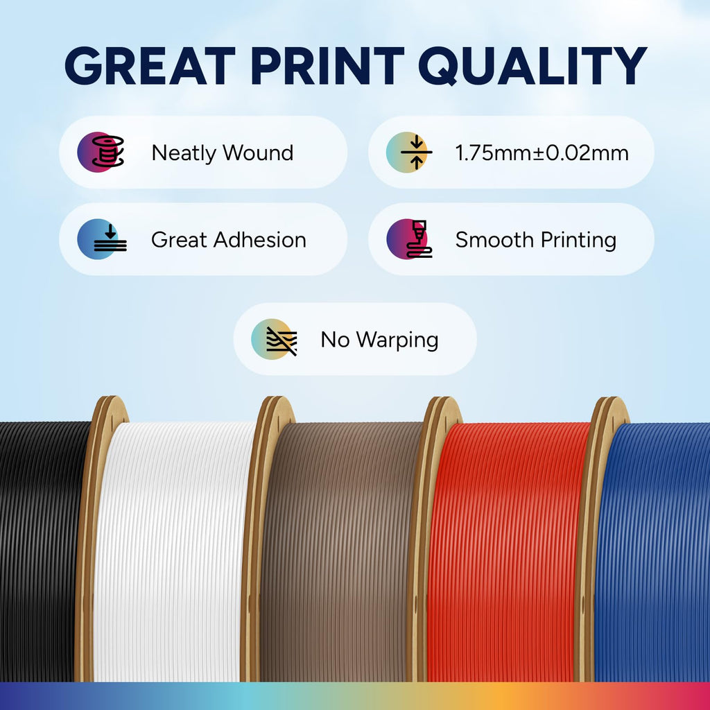 OVERTURE ASA Filament 1.75mm, 1kg Spool (2.2lbs) 3D Printer Filament, Premium Anti-UV, Filament Perfect for Printing Outdoor Functional Parts, Dimensional Accuracy +/- 0.02 mm (ASA Black)