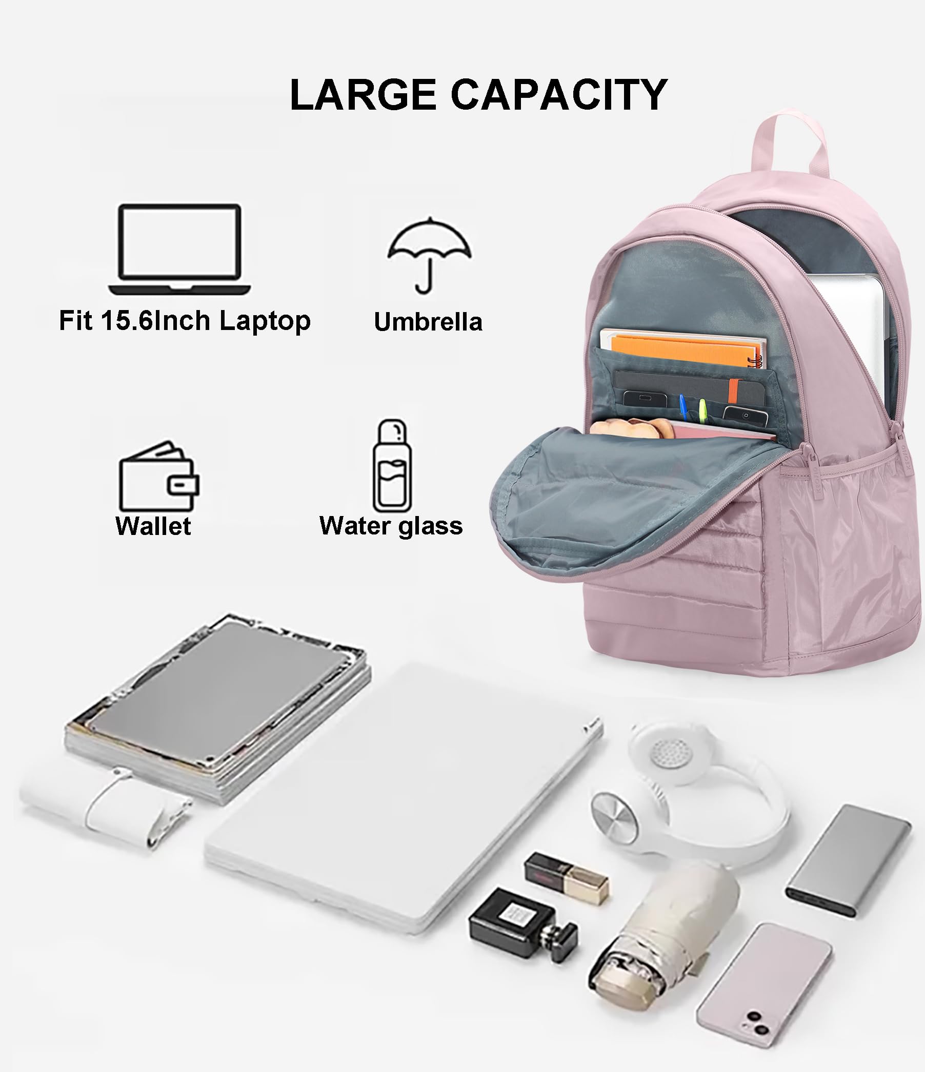 KEOFID Anti-Thief Travel Backpack for Men and Women, Backpack Purse for Women, Fashion Backpack, Casual Backpack for College(Light Pink)