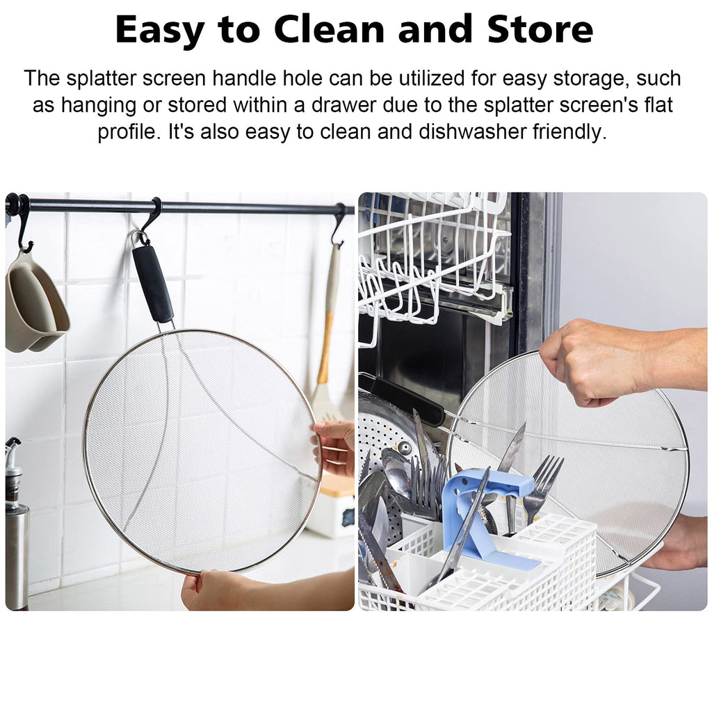 Splatter Screen for Frying Pan - 9.8" 11.4" 13" Grease Splatter Guard Hot Oil Splatter Guard, Stainless Steel Fine Mesh Splash Guard with Resting Feet for Cooking to Prevent Oil Splatter