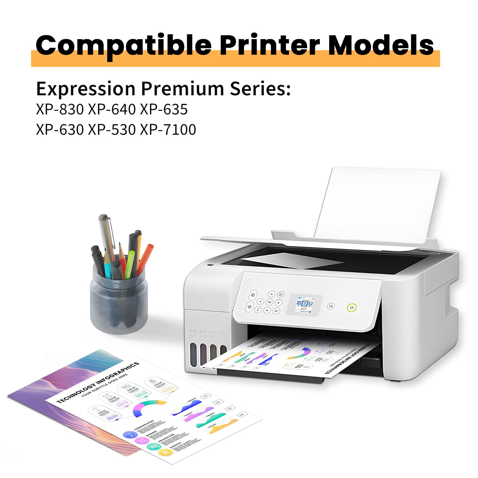 Torvon Remanufactured Ink Cartridge Replacement for 410xl 410 T410 T410XL Ink Cartridges 5 Pack High Capacity for Expression XP-530 XP-630 XP-640 XP-830 XP-7100 Printers