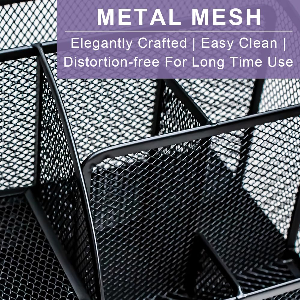 Desk Organizer with Drawer and Multi-Compartment Design for Office Supplies, Cosmetics, and Home Accessories-Steel Mesh