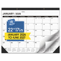 Desk Calendar 2026,January 2026 to June 2027,Desk calendar 2026-2027 Large 22x17, Calendar 2026 with PVC Cover,Round Holes& NOTES List (Black),18 Months 2026 Desk Calender.