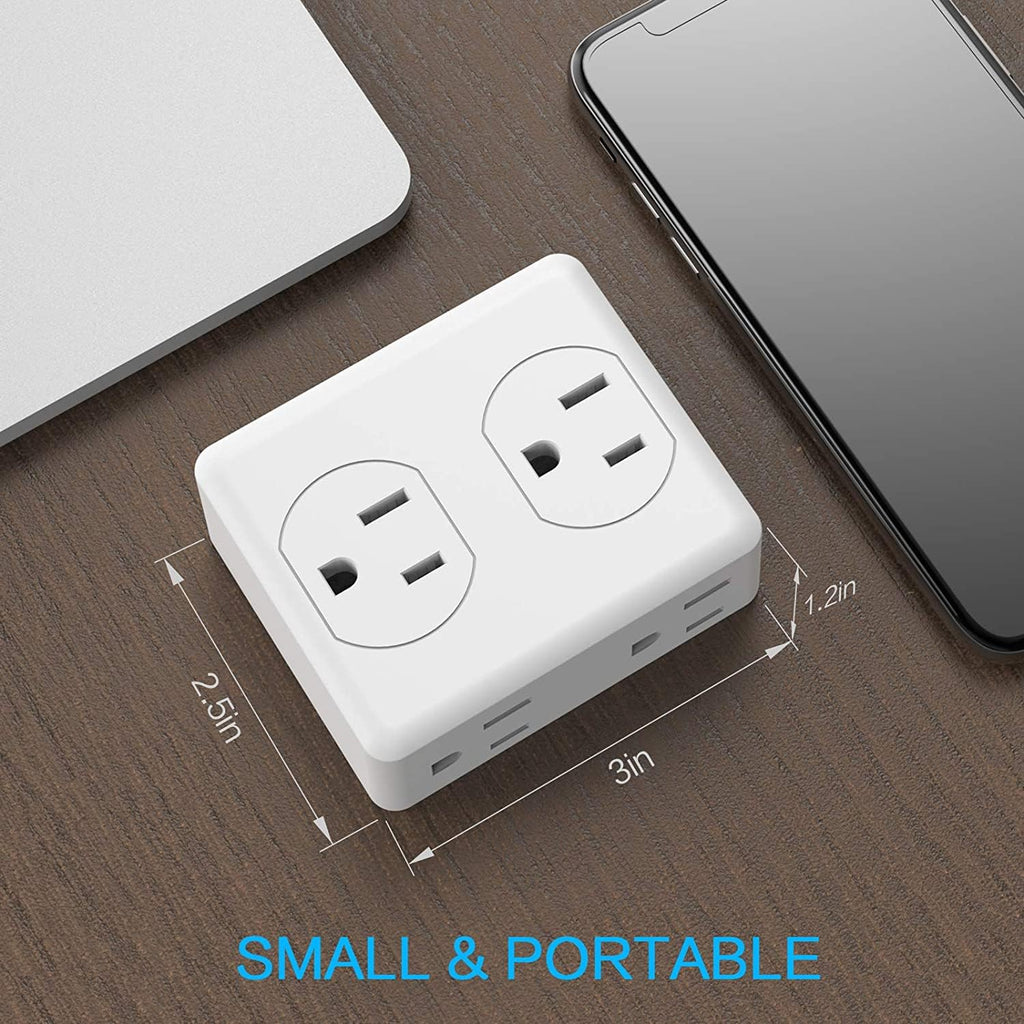 6 Outlet Extender, HITRENDS Multi Plug Outlet Extender, 2 Pack 3-Prong Wall Plug Multiple Outlet Splitter for Cruise Ship Home Office Dorm Room Essential