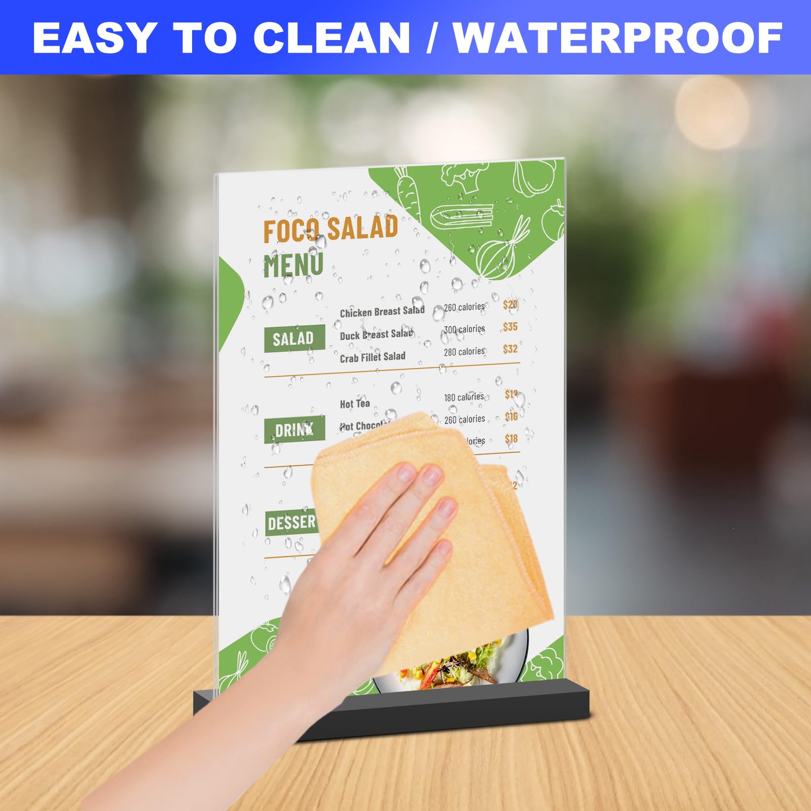 Acrylic Sign Holder 5x7 Inches,6 Packs Double-Sided Stand up Table Top Sign Holders,Clear Acrylic Picture Frame, Menu Flyer Paper Holder,Display Stand for Office Business Store Wedding Party - Black