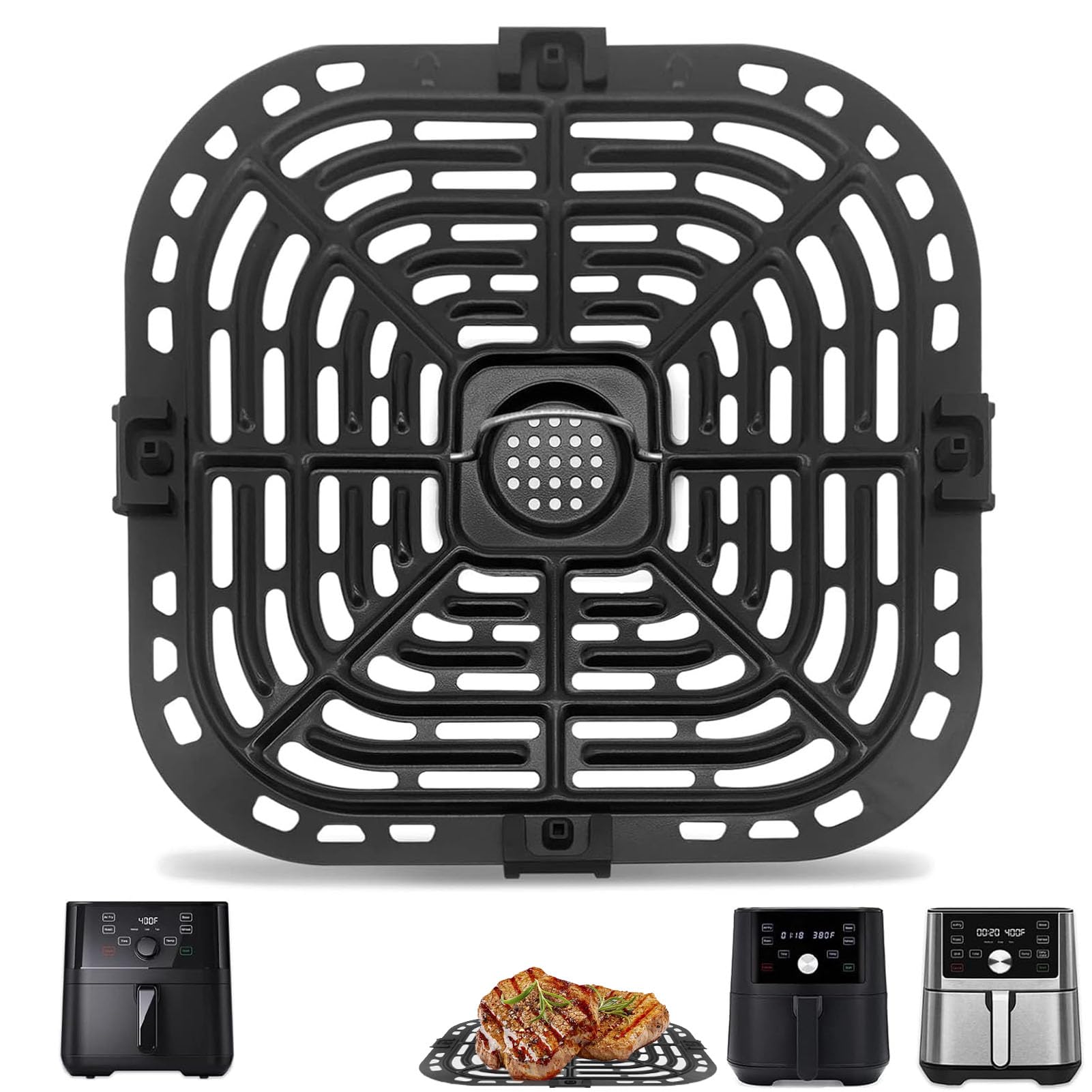 Air Fryer Accessories for Instant Vortex 6 in 1 5.7QT 6QT Gourmia GAF735 6 QT, Original Replacement Air Fryer Grill Plate Grill Pan Crisper Plate Tray Rack Parts, Dishwasher Safe