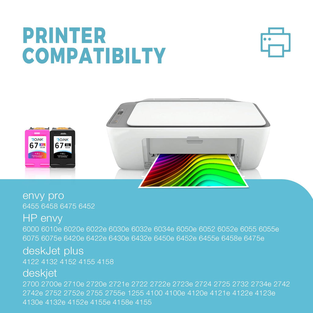 67 Ink Cartridges Black Color Combo Pack - Deskjet 4100 2700 Ink Cartridges (1 Black, 1 Tri-Color, 2 Pack)