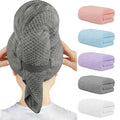HOMEXCEL 5 Pack Large Microfiber Hair Towel Wrap for Women, Super Soft Hair Drying Towel, Fast Drying Hair Turbans for Wet Hair, Long, Thick, Curly Hair, Anti Frizz Hair Towel Wrap with Elastic Strap