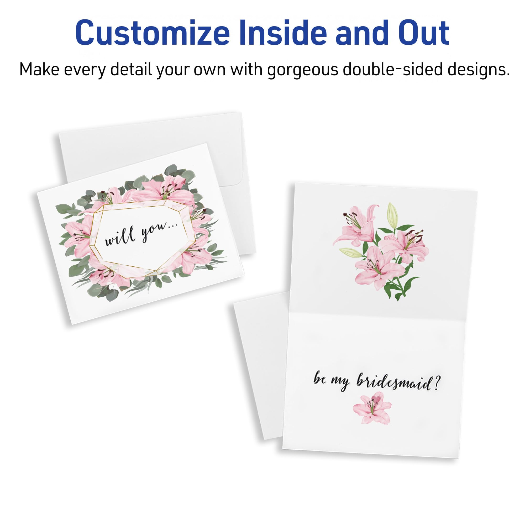 Avery Printable Note Cards, 4.25" x 5.5", Two-Sided Printing, Matte White, 2 Pack, 100 Cards Total (5813)