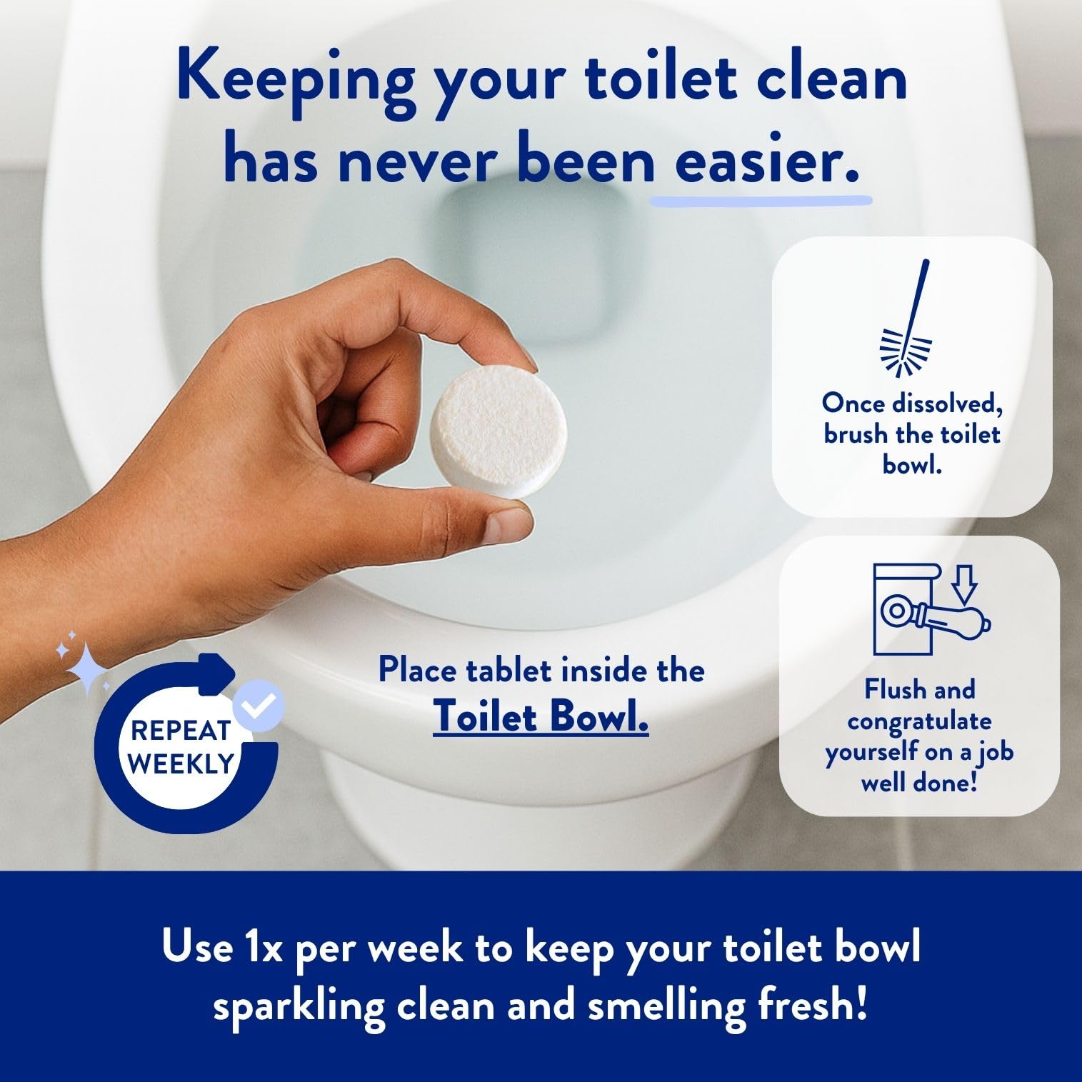 THE CLEAN PEOPLE Toilet Cleaner, Eco-Friendly Toilet Cleaning Pads, For Removing Hard Water Stains, Rust and Limestone Build-Up (12 Count)