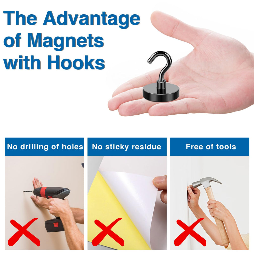 LOVIMAG Magnet Hooks for Cruise Cabin, 80lbs Cruise Door Magnets with Epoxy Coating, Cruise Must Haves for Travel, Magnets with Hooks for Refrigerator, Hanging, Locker, Kitchen-12 Pcs