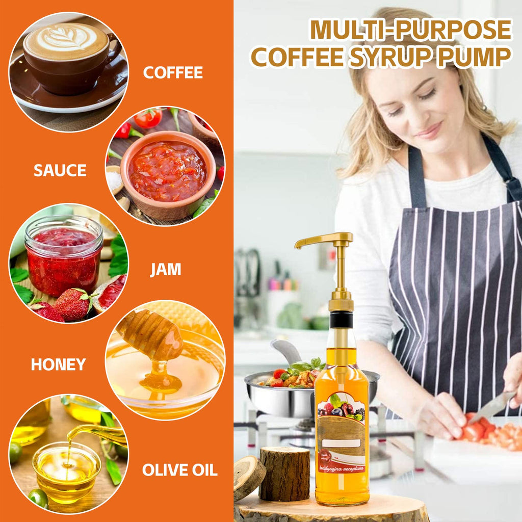 12PCS Syrup Pump for 25.4 Oz/750ml Flavorings Bottles, Coffee Syrup Pump Dispenser, Compatible with Torani, Matteo's, DaVinci, Jordans Skinny Syrups Bottles, Syrup Dispenser for Coffee Bar Accessories