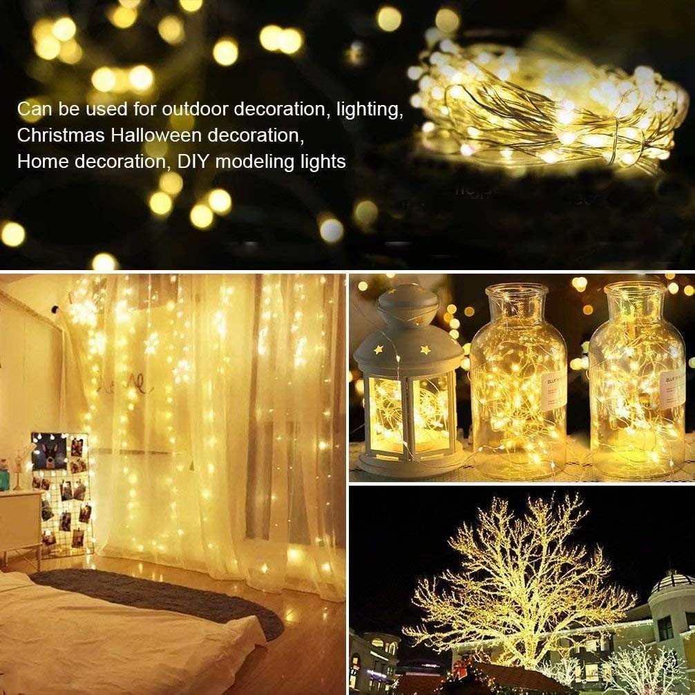 EShing Plug in Fairy Lights with Adapter Remote Timer, 8 Modes 33ft 100 LED Dimmable String Lights, Waterproof Firefly Starry Lights Twinkle Lights for Indoor Outdoor Decor (Warm White)