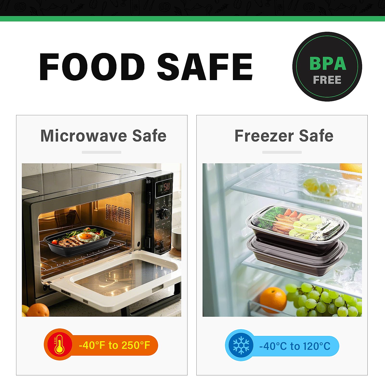 50 Pack 32 oz Meal Prep Containers with Lids, Reusable Leakproof & Food Safe Food Storage Containers, Microwave, Freezer, Dishwasher Safe Food Prep Containers, To Go Take Out Plastic Food Storage