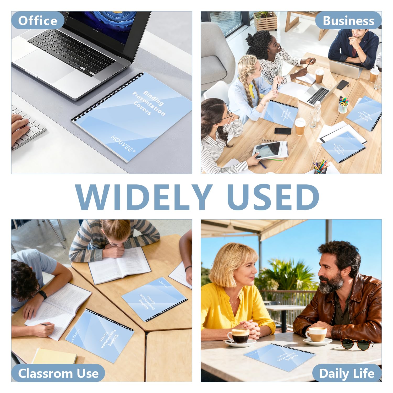 HOUYEE 200 Pack 5 Mil PVC Binding Presentation Covers, Clear Report Covers,8.5x11 Inches,Letter Size