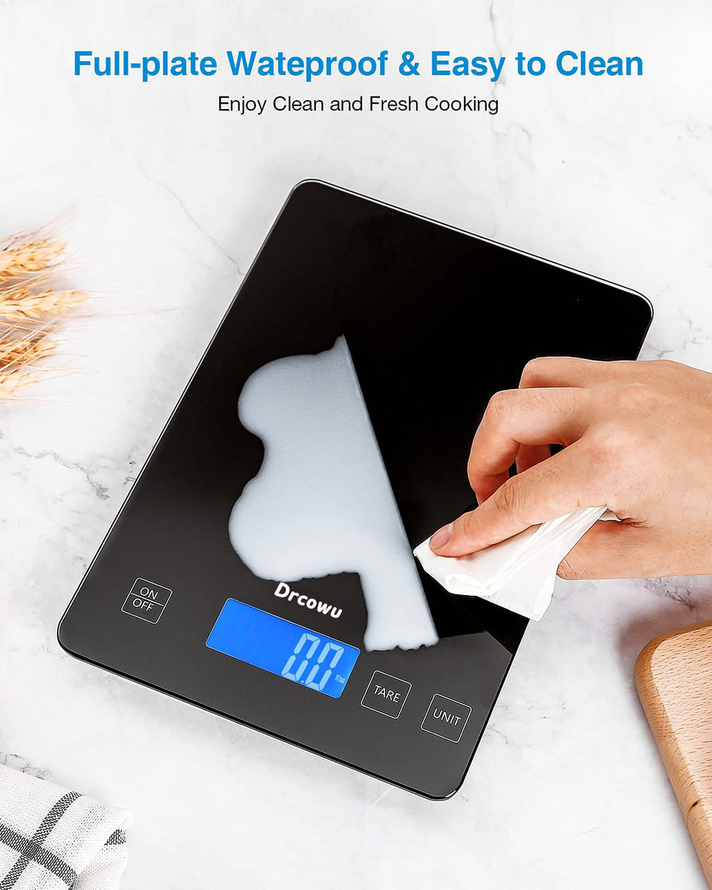 Drcowu Large Food Scale Digital, 15kg Kitchen Scales for Baking, Cooking, Keto and Meal Prep, Weight Balance Alimentaire with 1g Accuracy and LCD Dispaly, Easy to Read, Grams and Oz for Home, Black