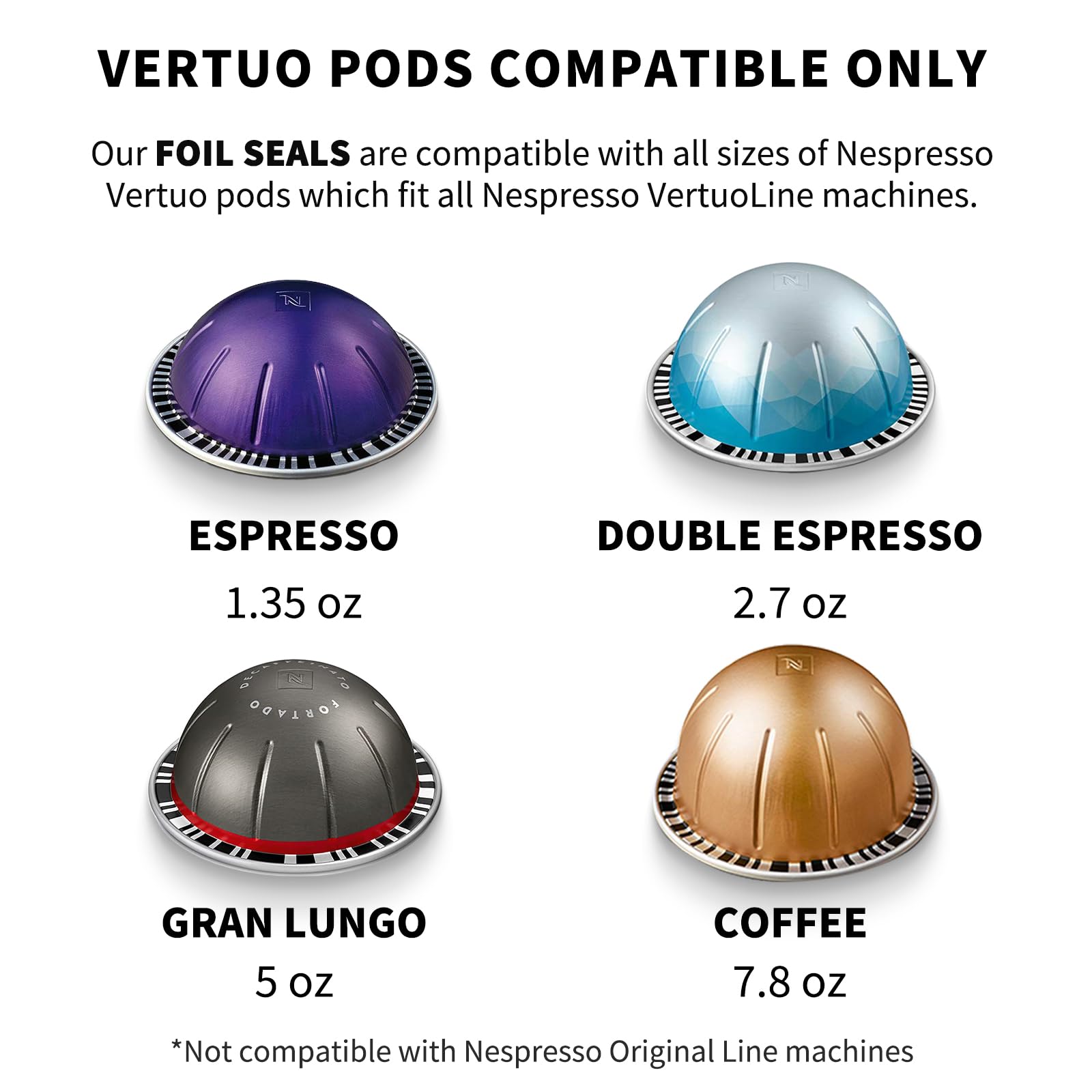 Fanativita Universal Aluminum Foil Seal Lids to Reuse Vertuo Pods, Compatible with Nespresso Vertuo Coffee Pods, 200Pcs (62mm)