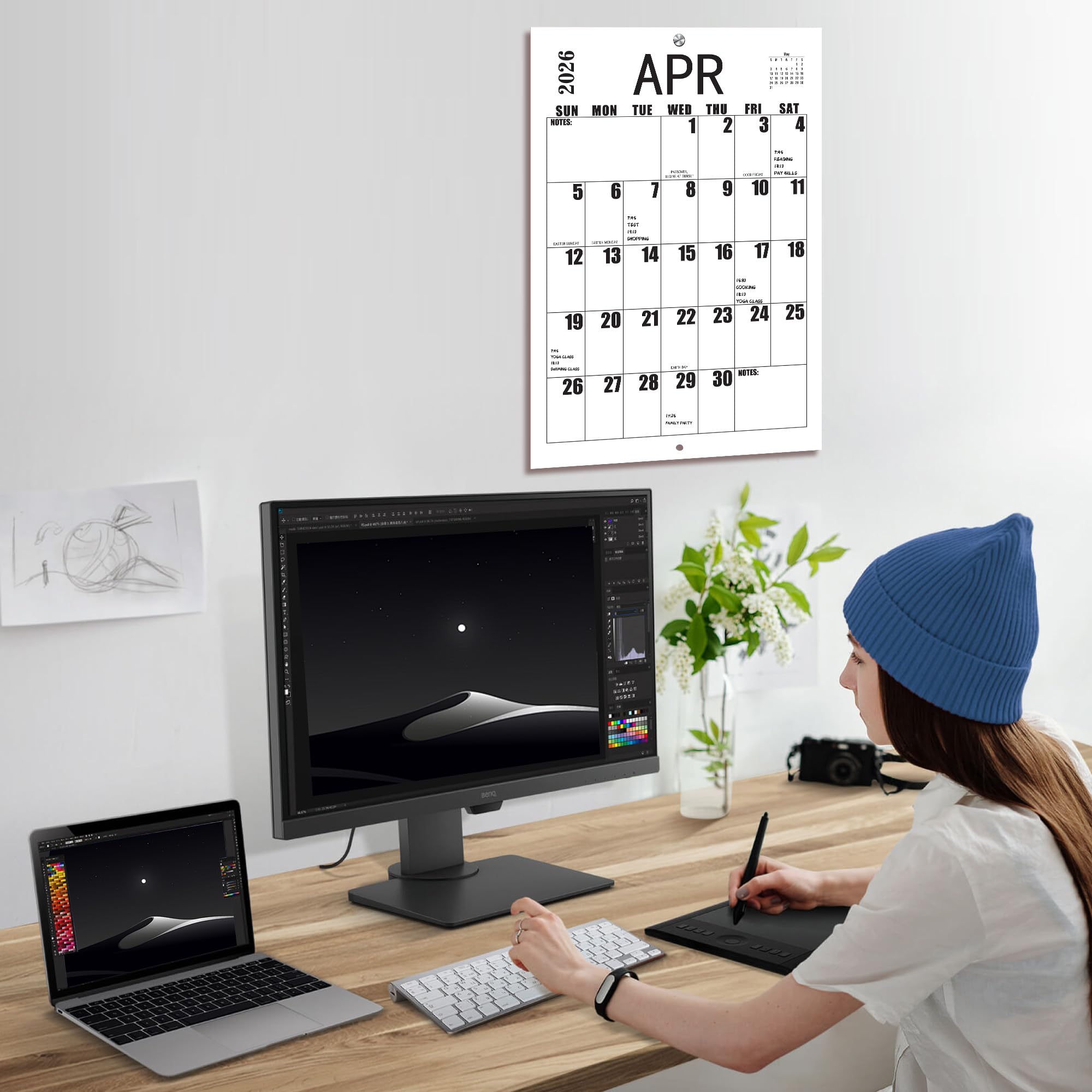 Large Wall Calendar 2026-2027, Big Grid Jumbo Calendar 23 x 15 Inches Runs From Jan 2026 to Jul 2027, Large Print Wall Calendar Perfect for Planning, Organizing, and Scheduling Your Life