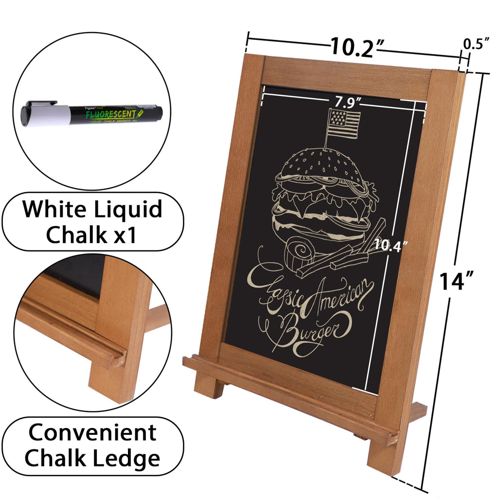 Newzealkids Tabletop Chalkboard Signs 10.2"x14" Magnetic Small Chalkboard Sign, Desktop Standing/Wall Hanging Blackboard with Liquid Chalk Marker, Wood Framed Menu Board for Kitchen, Café, Home Decor