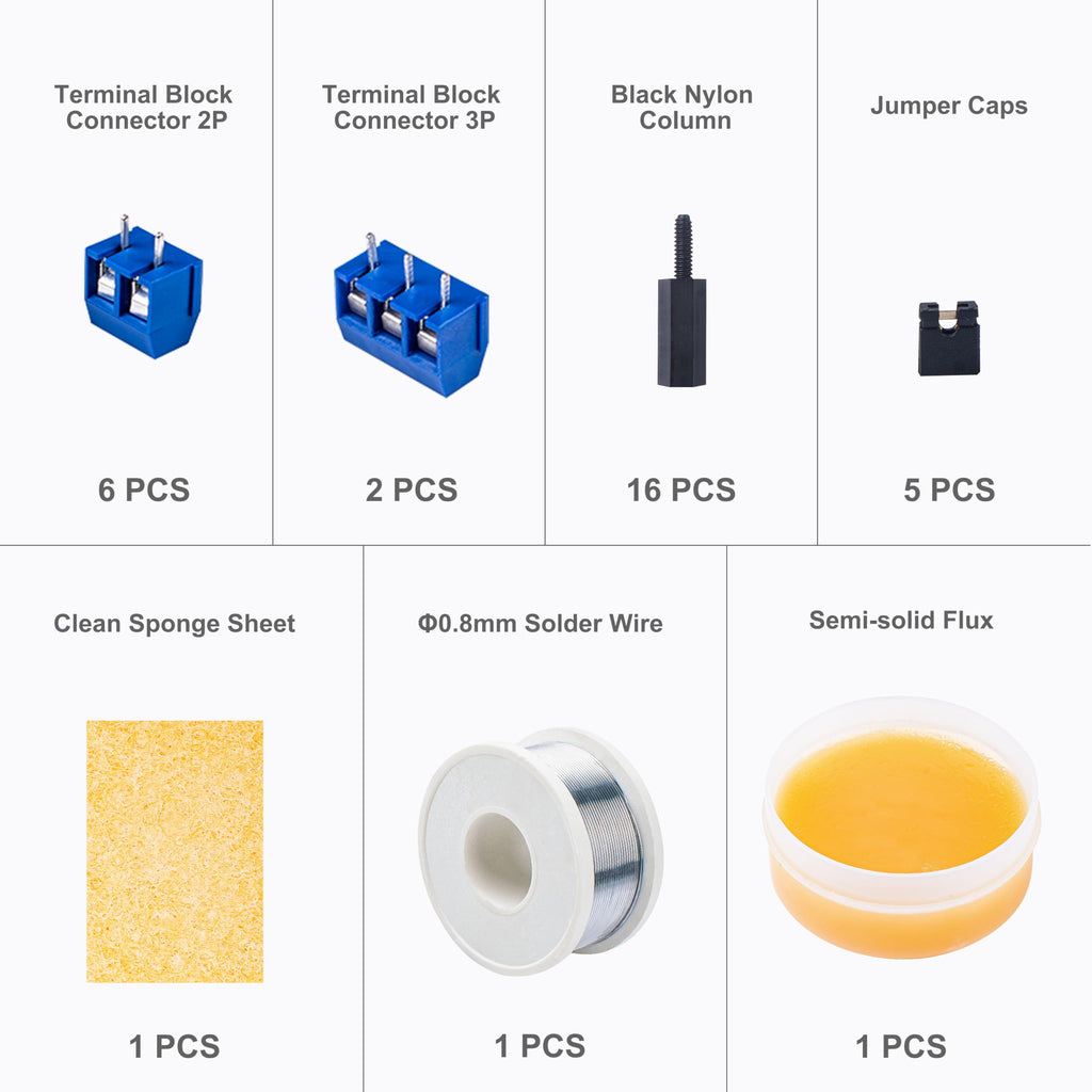 Miuzei PCB Board Prototype Kit for Electronic Projects, Circuit Solder Double-Side Board with 40 Pin 2.54 mm Male to Female Headers Connector, 2P&3P Screw Terminal Block