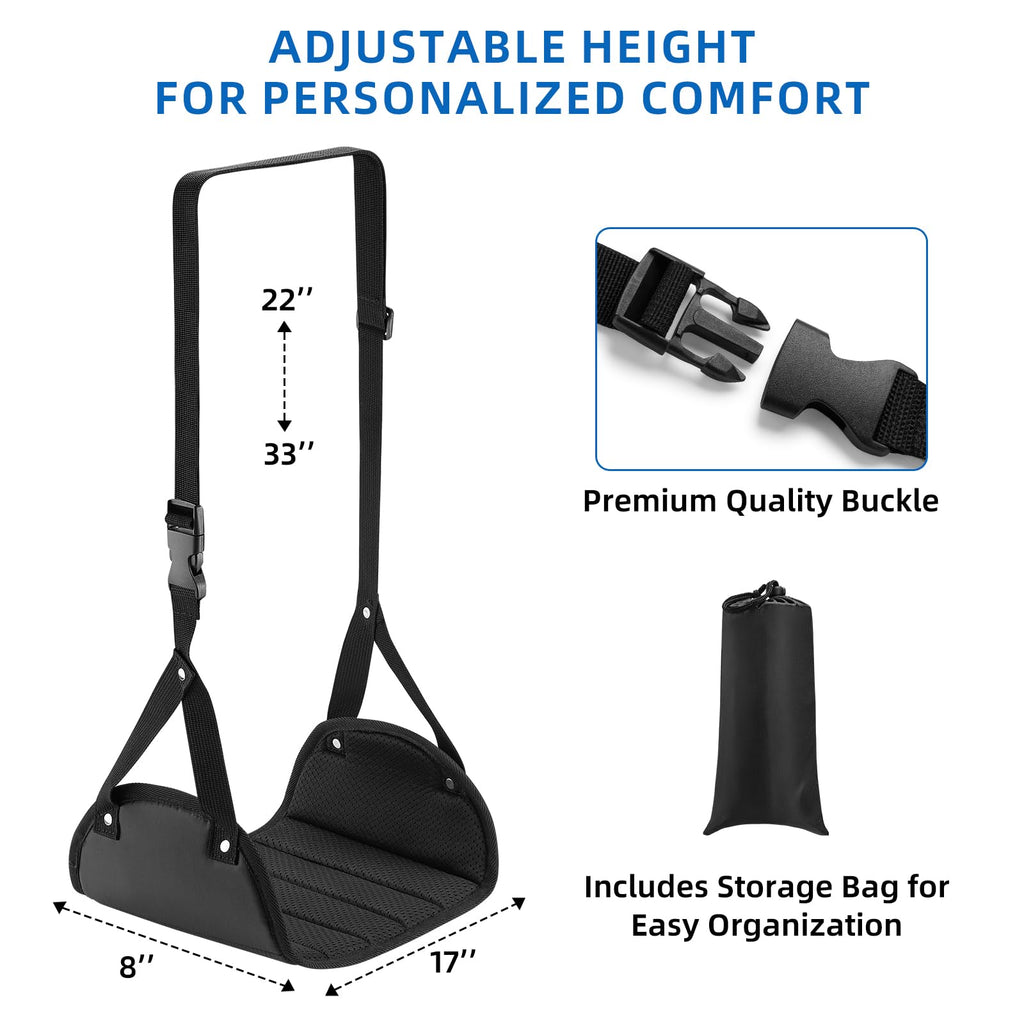 2-Pack Airplane Foot Hammock for Plane Travel – Adjustable Leg Rest Foot Hammock with Metal Buckles – Lightweight Travel Foot Rest for Airplane, Train, Bus and Car