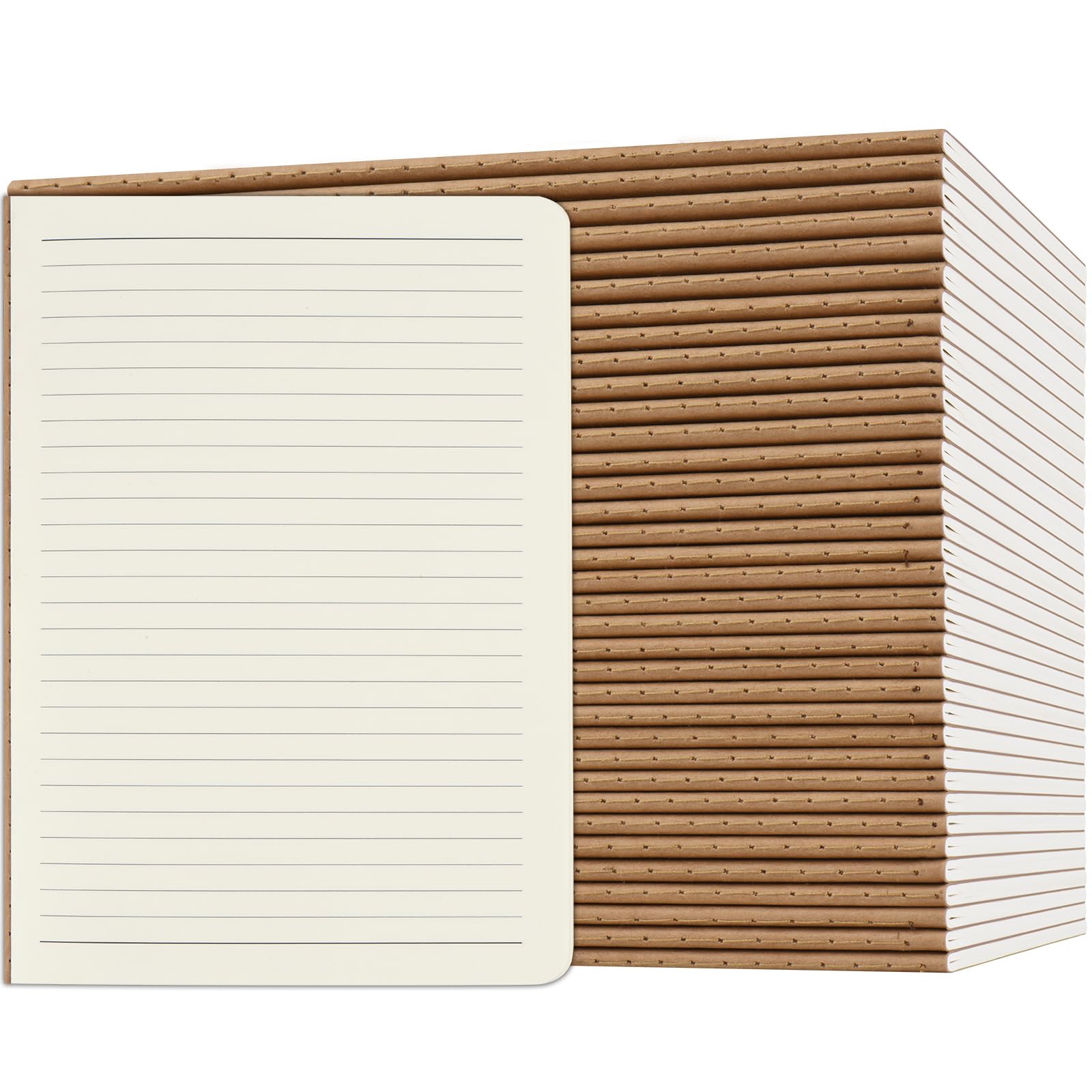 ZCZN 36 Pack A5 Lined Notebook, Jounural Kraft Notebooks 60 Pages(30 Sheets), 8.15 * 5.5 Inches Notebooks Bulk, Diary, Subject, Memo Notebbos for Work, School, Office