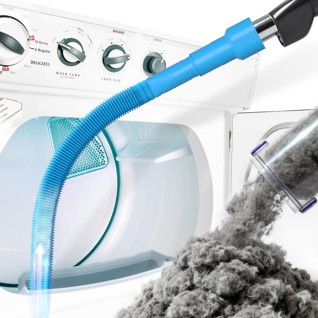 Holikme 1 Pieces Dryer Vent Cleaning Kit,Vacuum Attachment and Flexible Dryer Lint Brush, Vacuum Hose Attachment Brush Lint Remover Power Washer, Blue