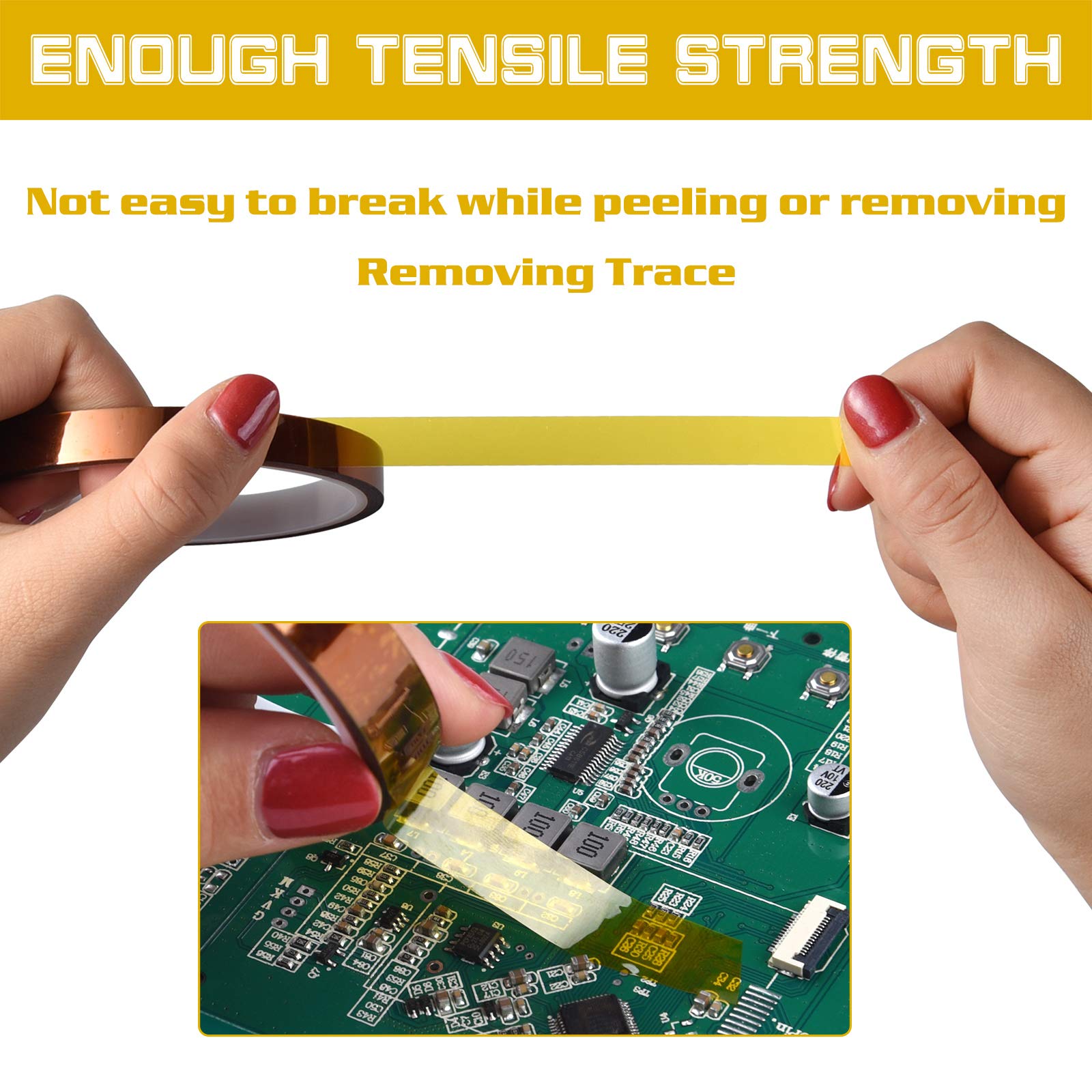 TUPARKA Heat Tape for Heat Press Resistant Temperature Polyimide Tape,Ideal Solution for Heat Transfer,Sublimation,Heat Vinyl Press,3D Printing Electronics,Soldering,Circuit Board and More(12 Rolls)