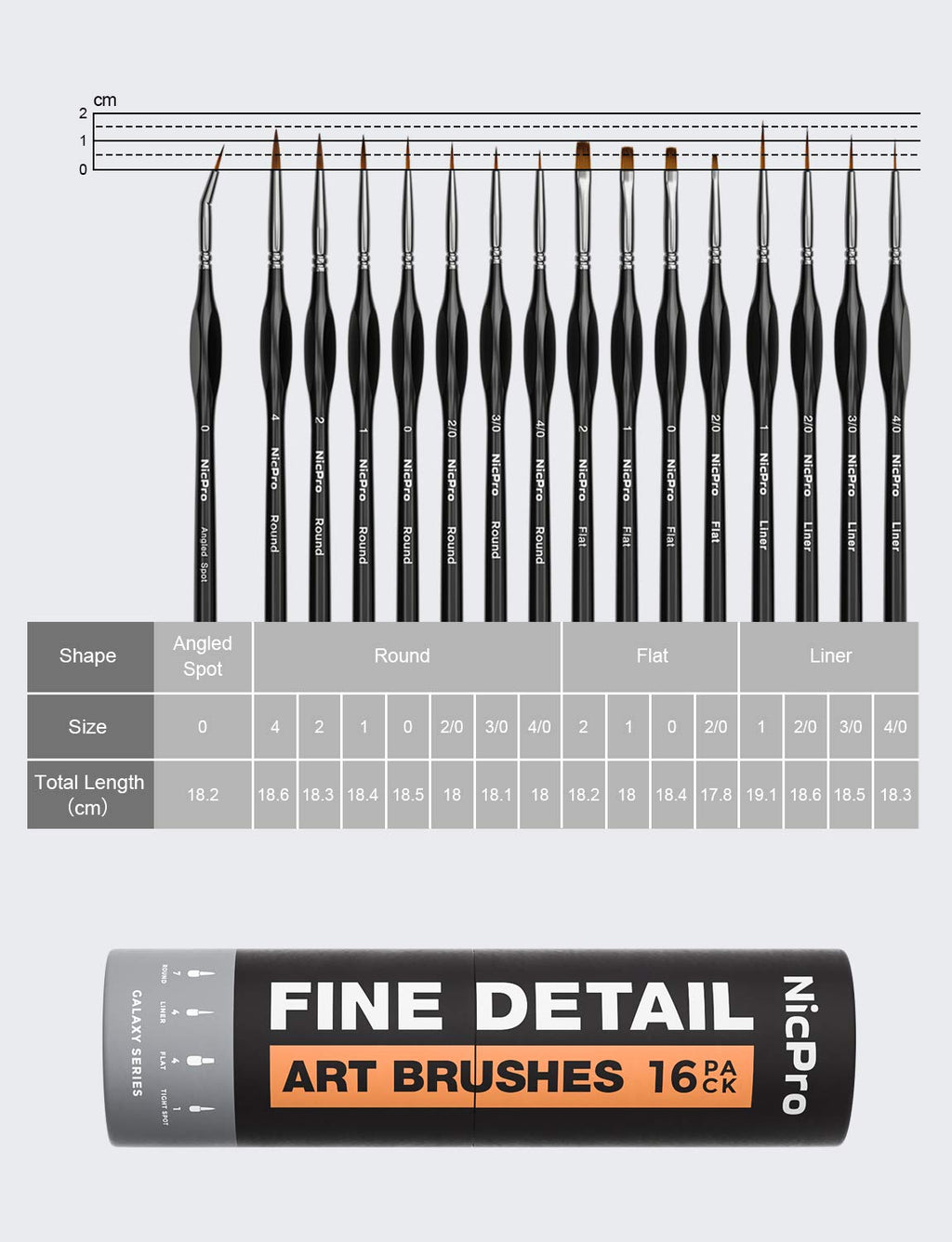 Nicpro 16 PCS Small Detail Paint Brush Set, Professional Miniature Painting Kit Fine Detail Brushes for Watercolor Oil Acrylic, Craft, Models, Rock Painting, Paint by Number- Come with Holder & Bag
