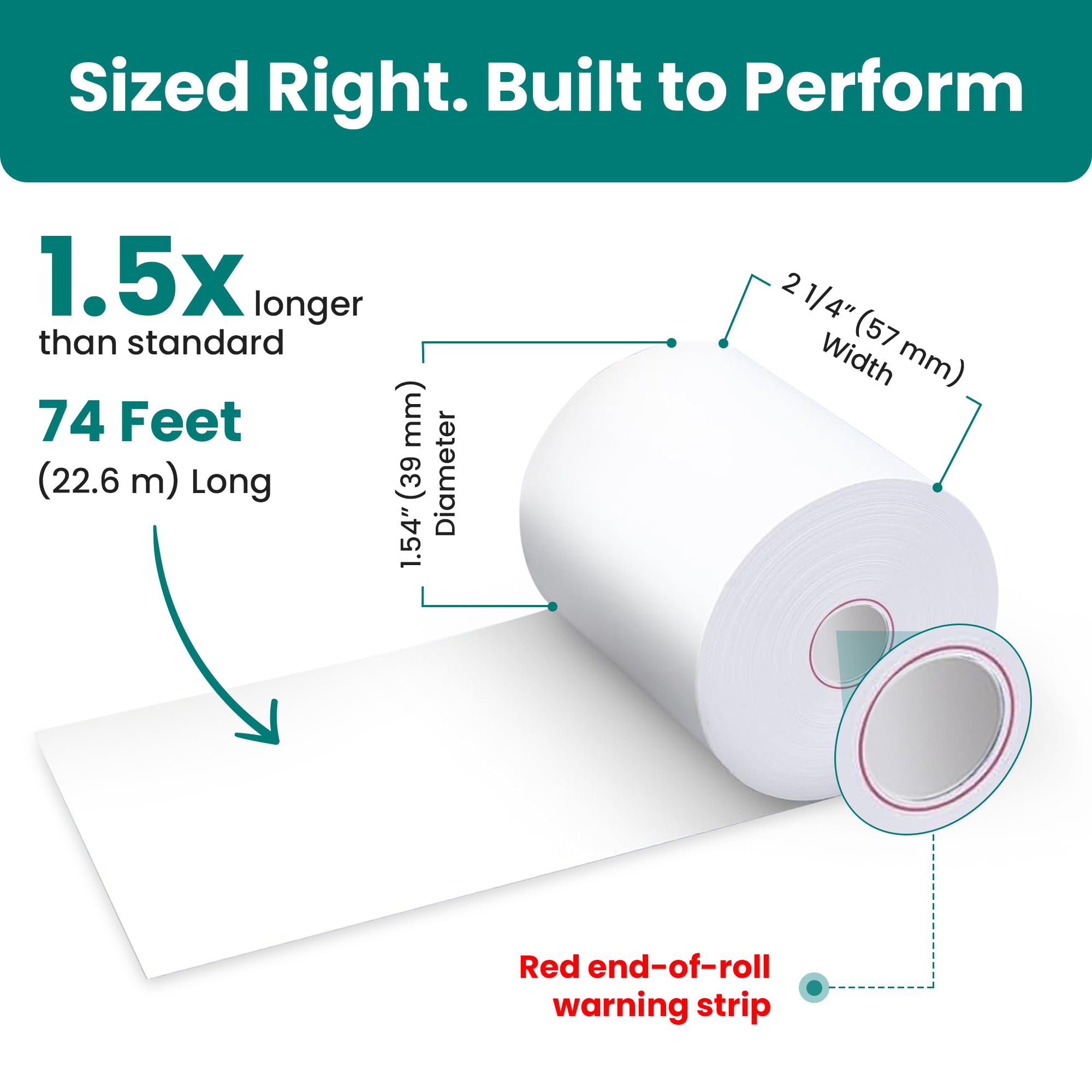 ReceiptPaperPro 2 1/4” x 74 ft Coreless Thermal Receipt Paper Rolls for Clover Flex, 20 Rolls