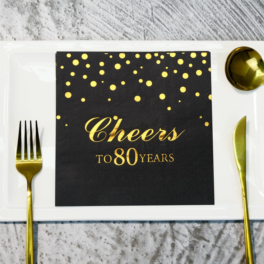 Pandecor Birthday Party Plates and Napkins Party Supplies,Disposable Birthday Party Decorations Set Serve up to 20 Guests (80 years old)