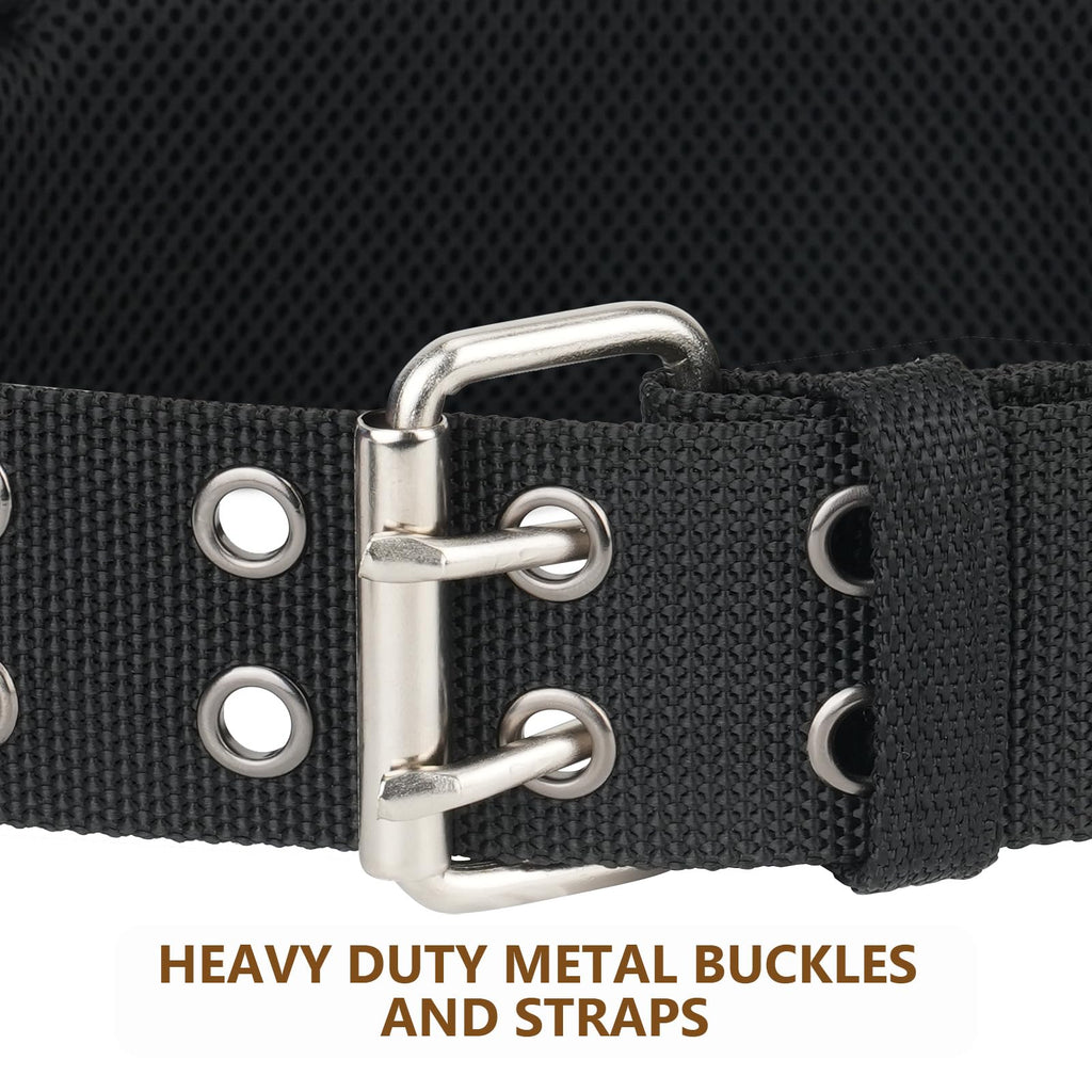 Padded Tool Belt,4-Inch Heavy Duty Tool Belts for Men with 4 Suspenders Ring,Work Belts for Electrician,Carpenter,Construction,Utility Belt,Adjustable Waist 34''-40''(Pouch not Included)