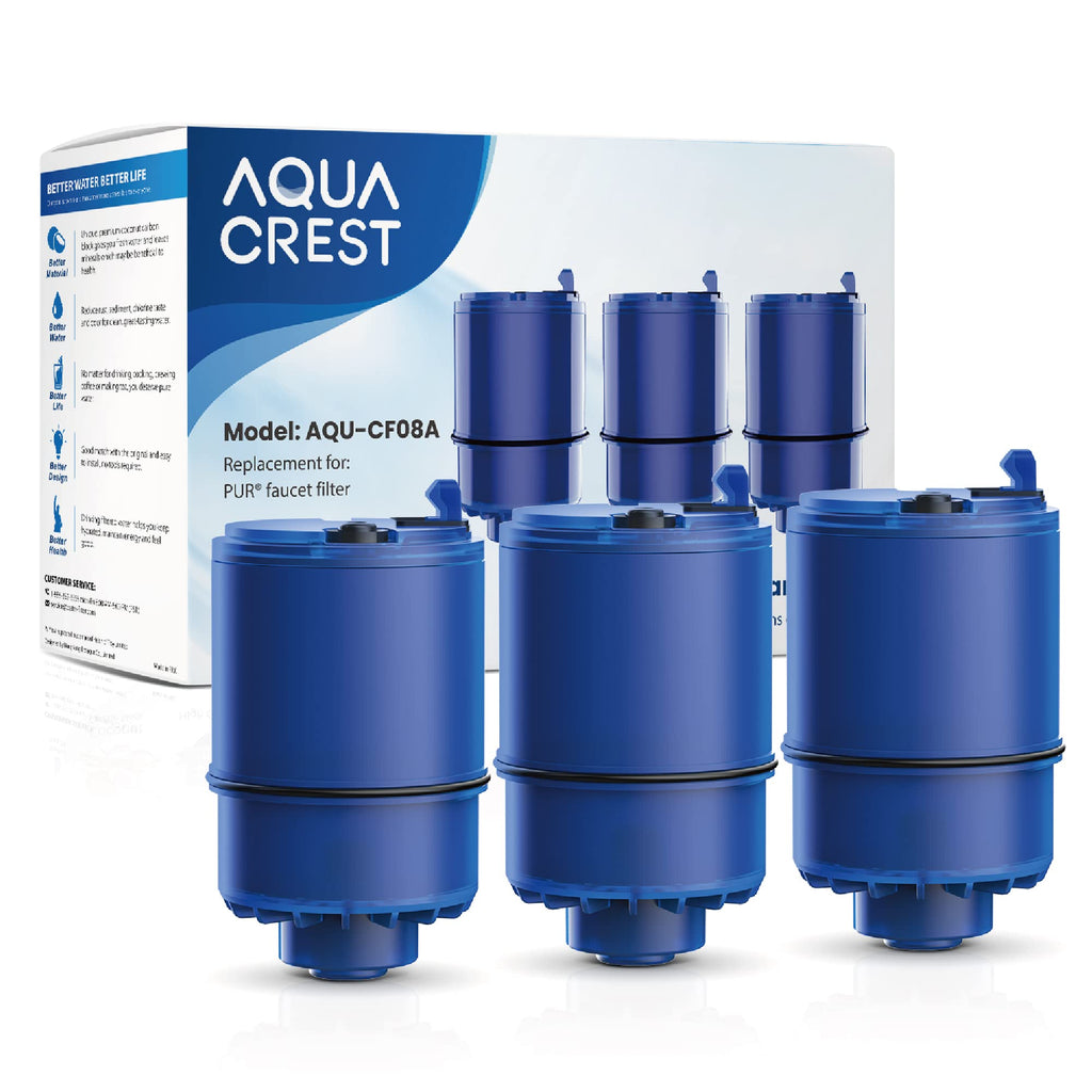 AQUACREST NSF Certified Water Filter, Replacement for Pur® RF-9999® Faucet Water Filter, Pur® Faucet Model FM-2500V, FM-3700, PFM150W, PFM350V, Pur-0A1 (Pack of 3), Model No.: AQU-CF08A