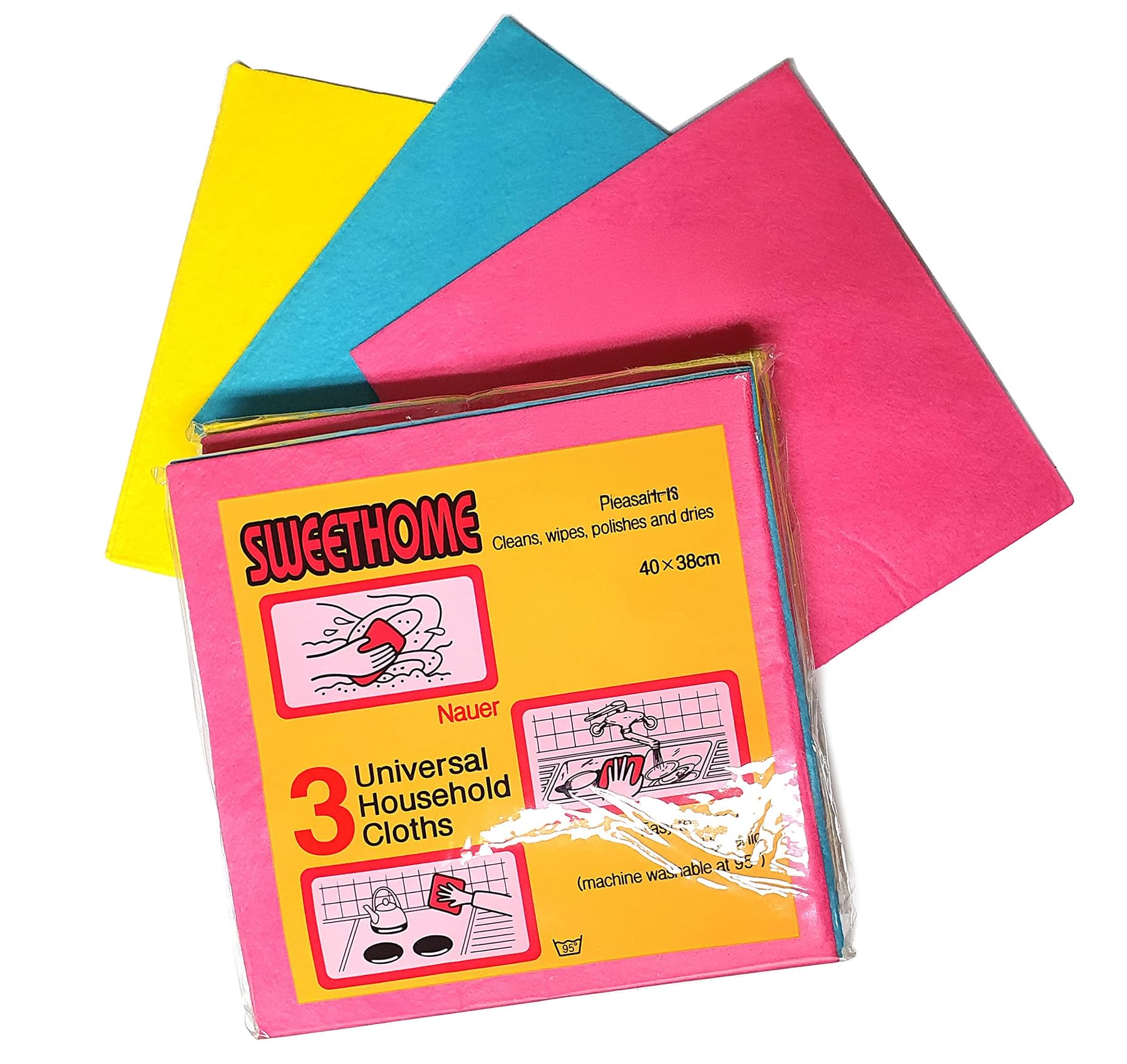 LENITH [15 packs] German Universal Household Color Dish cloths (3 Colors, 5 pack) Machine Washable Super Absorbent, Drying Eco-Friendly Non-woven Fabric Kitchen Cleaning Cloth