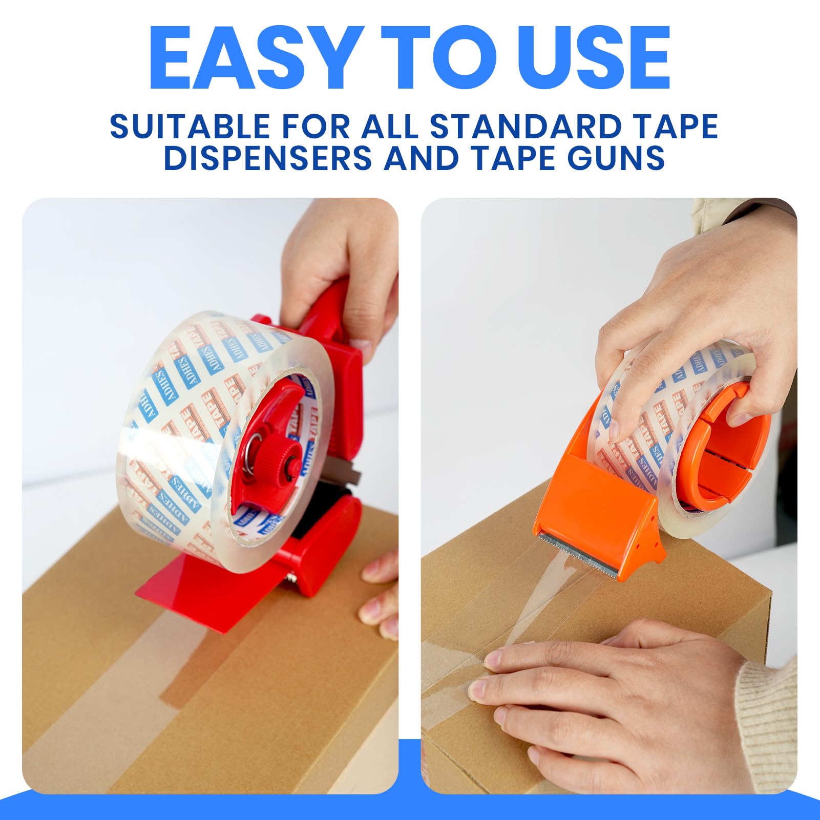 ADHES Shipping Tape Packaging Tape Packing Tape for Moving Boxes Heavy Duty Clear, 55M Per Roll 1.88 Inch Width,2.7Mil(6Rolls)
