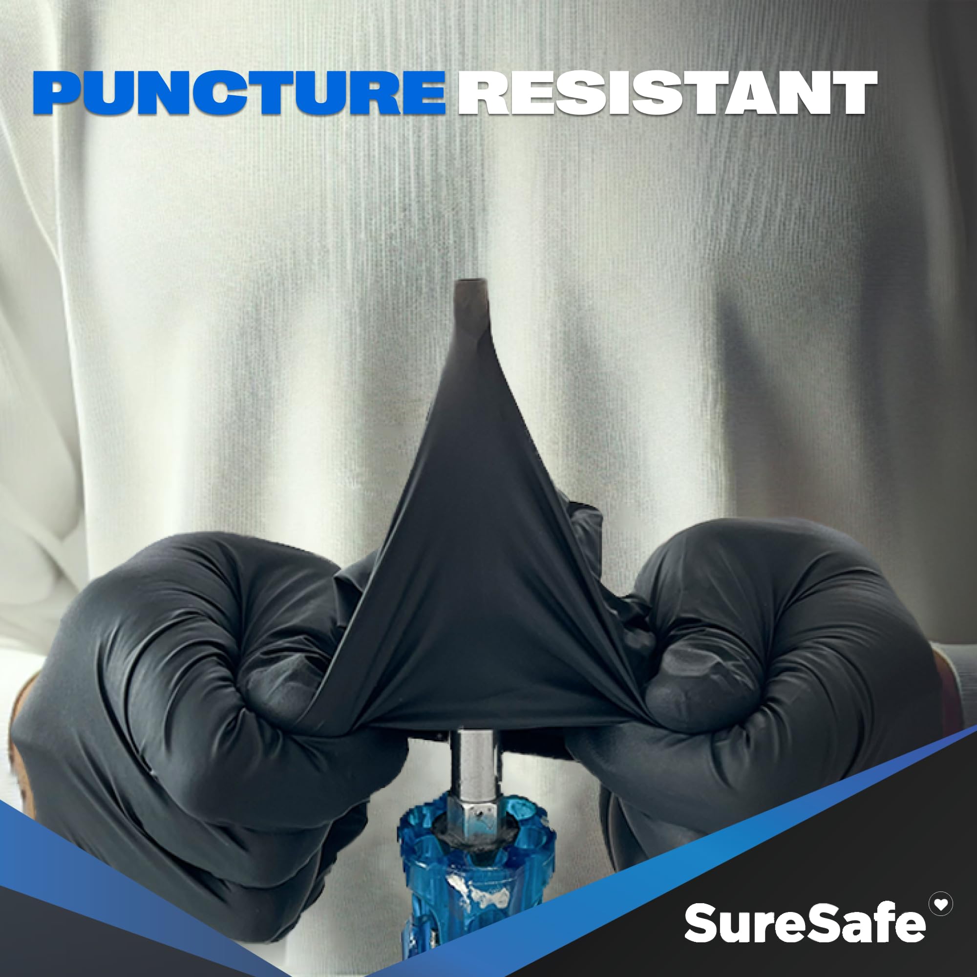 [100 Pack] SURESAFE 6 Mil Black Nitrile Gloves Large, Heavy Duty Mechanics Gloves Men, Powder & Latex Free, Texture Fingertips, For Work, Mechanics, Food Prep, Cooking, Tattoo, Butcher