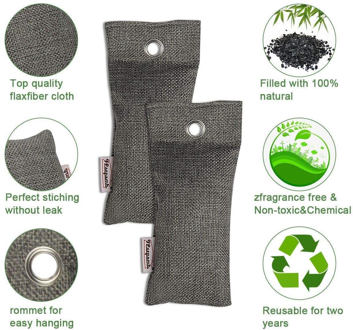 Natural Air Purifying Bags, 16 Pack 75g Bamboo Charcoal Air Purifying Bags, Bamboo Charcoal Bags, Shoe Deodorizer, Activated Charcoal Odor Absorber for Cars, Closets, Bathrooms, Pet Areas