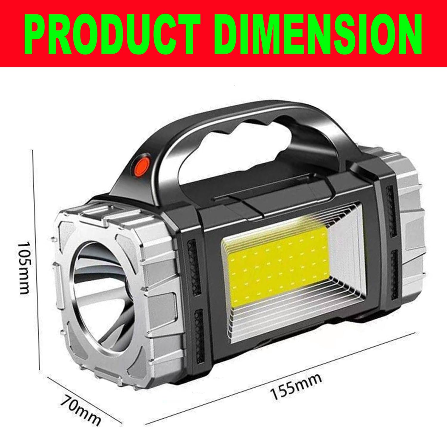 Solar Rechargeable LED Spotlight Searchlights, Super Bright 7000LM Handheld LED Searchlight, Multi-Functional Portable Lamp Camping Lantern Flashlight, 8 Light Modes, IPX4 Waterproof