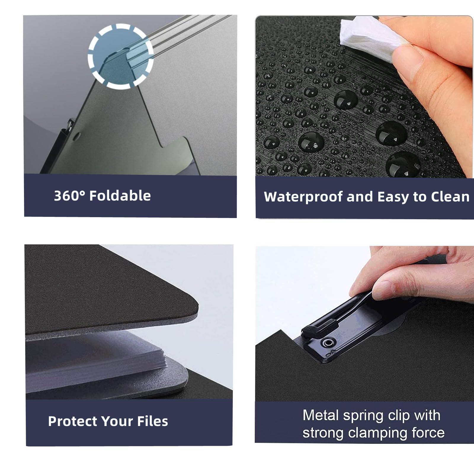 Clipboard Folder, 6 Pack A4 Foldable Clipboards File Folder Flip Writing Pad for Memo Form Document & School Office Work - Dark Blue