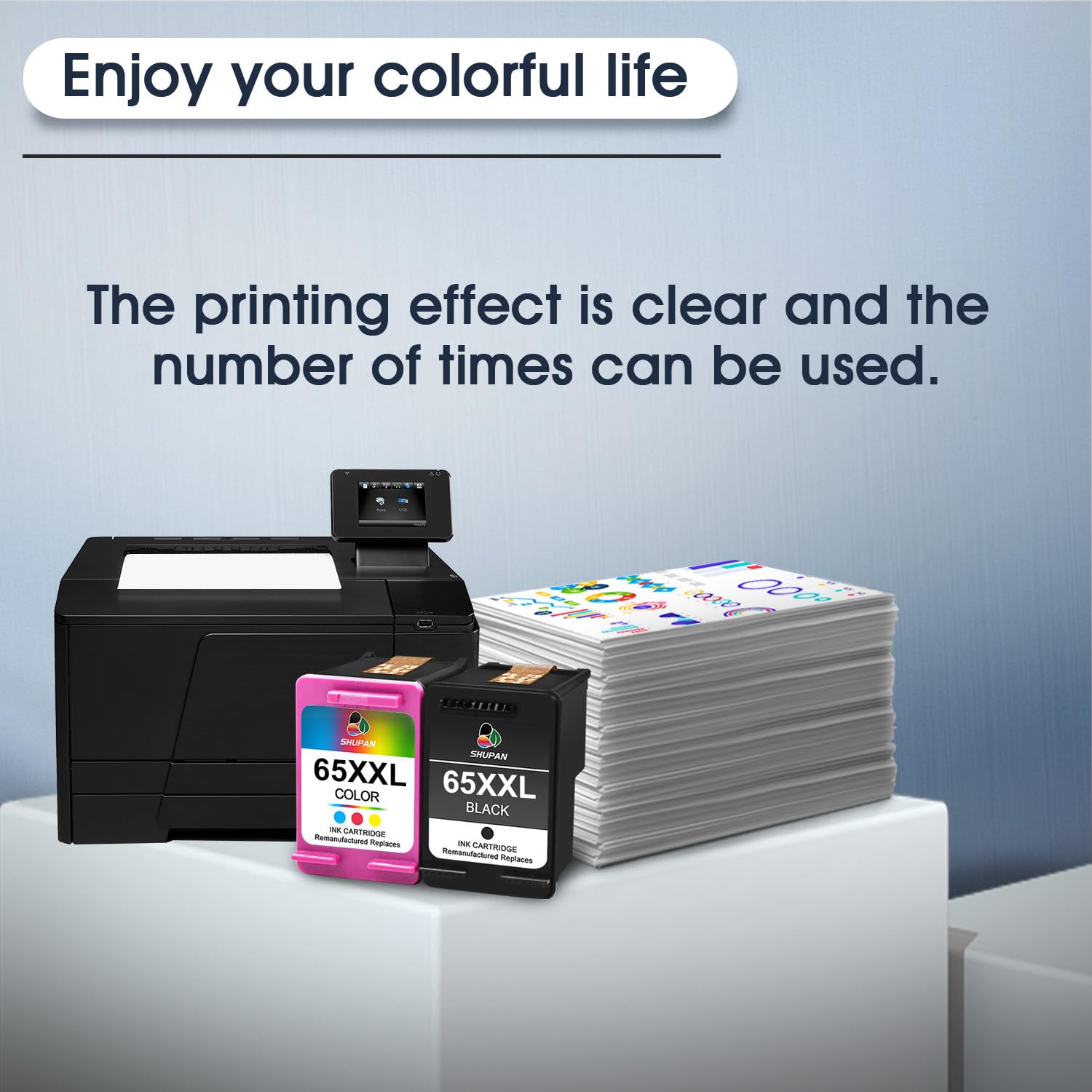 65XXL Ink Cartridges Black and Color Combo Pack High Yield Compatible with HP Ink 65XXL 65XL Work with Envy 5055 5000 5052 5070 5014 DeskJet 3755 2600 3752 2652 2622 Printer(1 Black, 1 Tri-Color)
