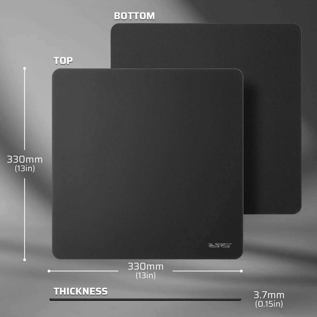 LTC Tempered Glass Gaming Mousepad, Ultra-Smooth Micro-Etched Surface Mouse Pad for Top Control and Speed, Anti-Slip Full Rubber Base, Professional Large Mouse Mat for FPS Gamers, 13X13in