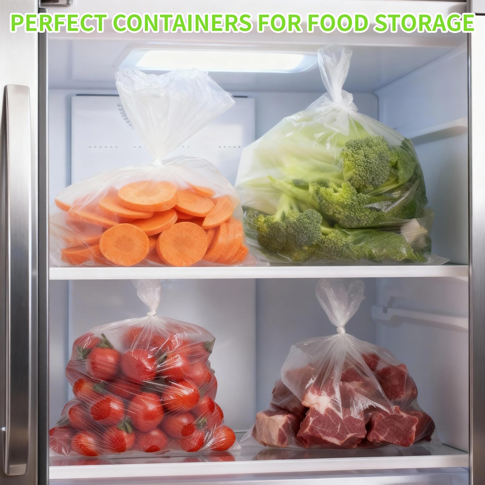 10" x 14" Plastic Produce Bags Roll，2 Rolls Clear Plastic Bags for Food, Fruit, Vegetable, Refrigerator Storage，Kitchen, 400 Bags/Roll