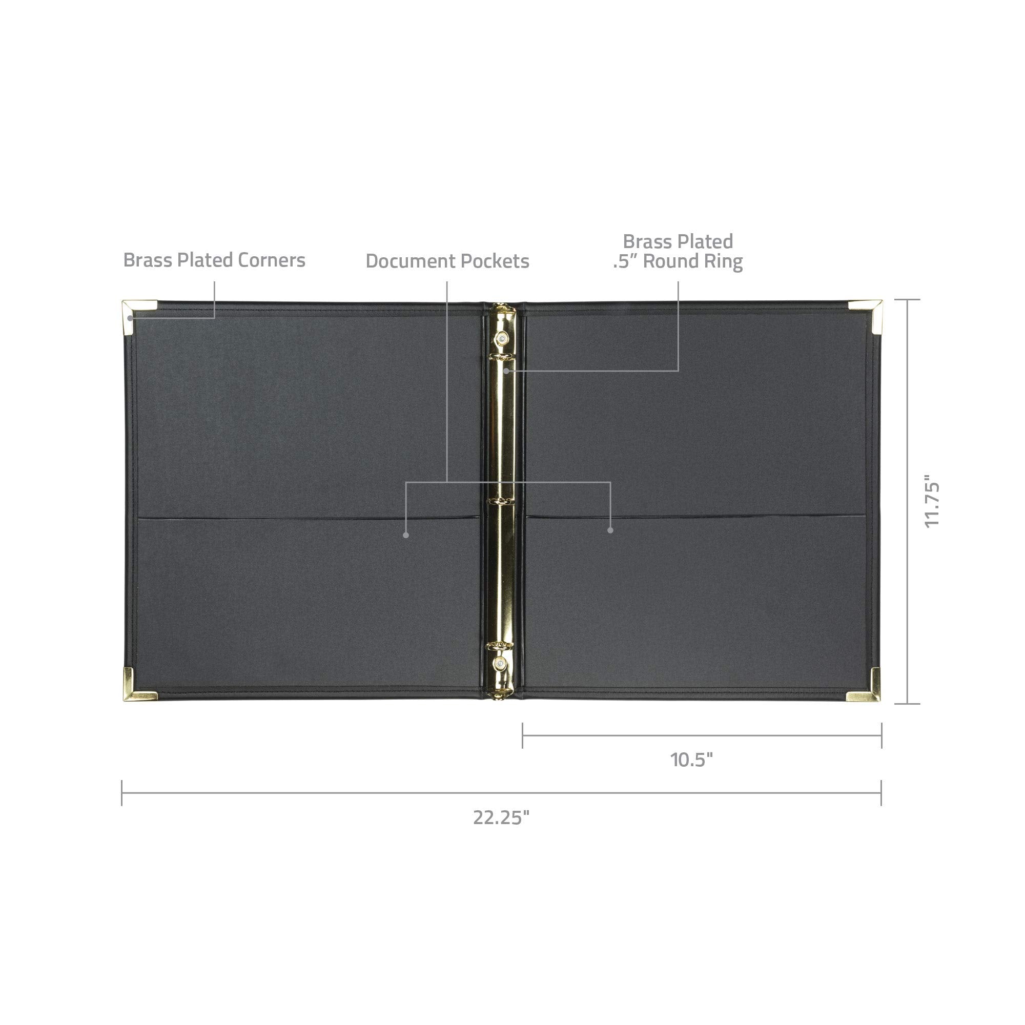 Samsill Classic Collection Leather 3 Ring Binder, Executive Presentation Portfolio, 0.5 Inch (Holds 100 Sheets), Brass Round Ring, Black