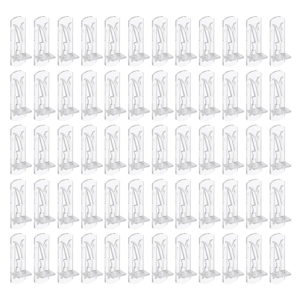 PATIKIL Locking Shelf Support Pegs, 60 Pcs Plastic Cabinet Shelf Pins Clear Self-Locking Shelf Bracket Clips for 5mm Diameter Peg Hole 5/8 Inch (16mm) Thick Shelf
